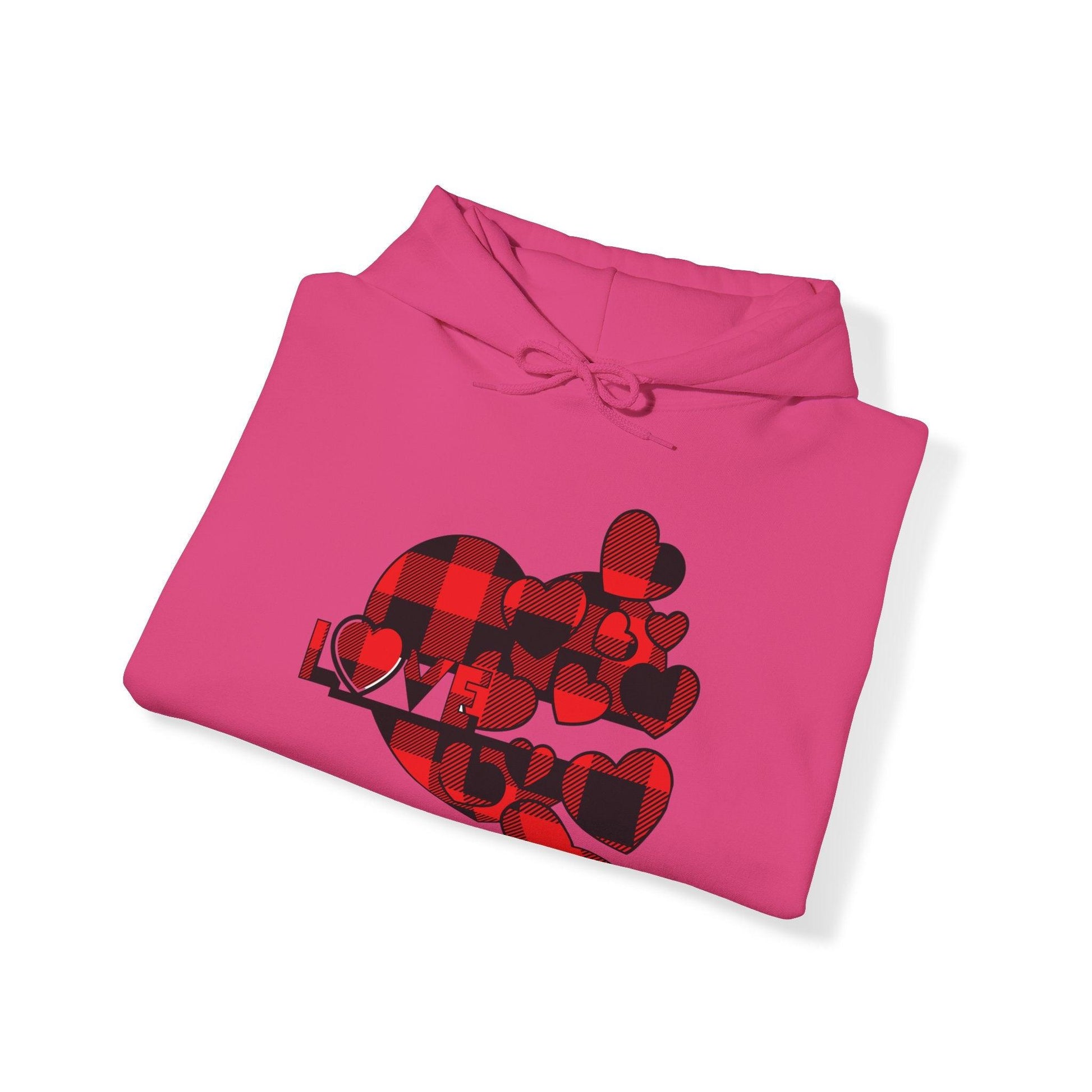 Checkered Heart Hooded Sweatshirt - COFFEEBRE