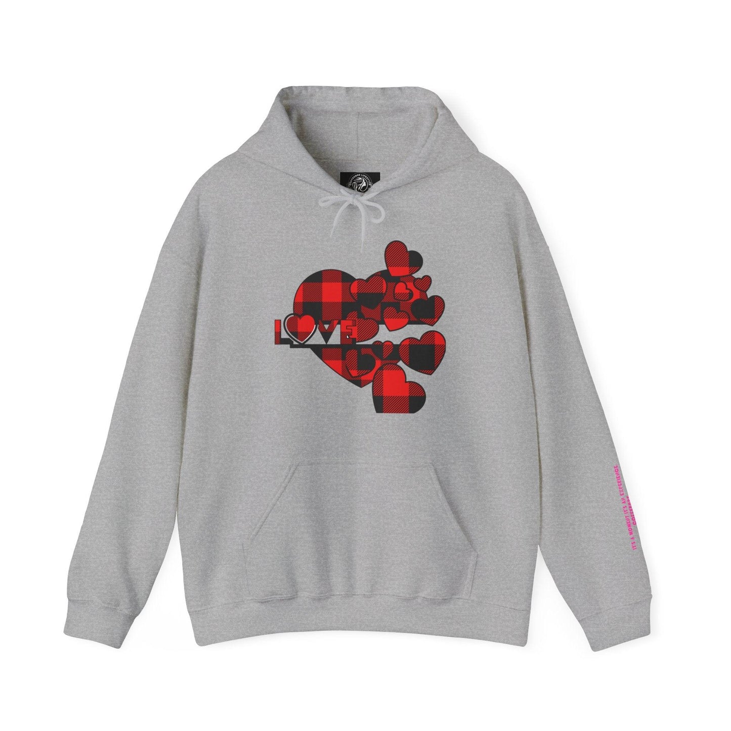 Checkered Heart Hooded Sweatshirt - COFFEEBRE