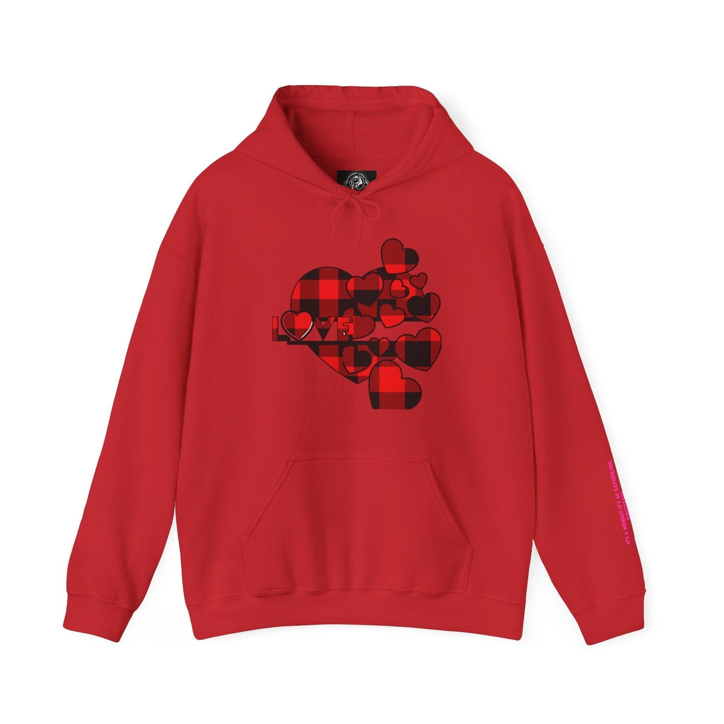 Checkered Heart Hooded Sweatshirt - COFFEEBRE