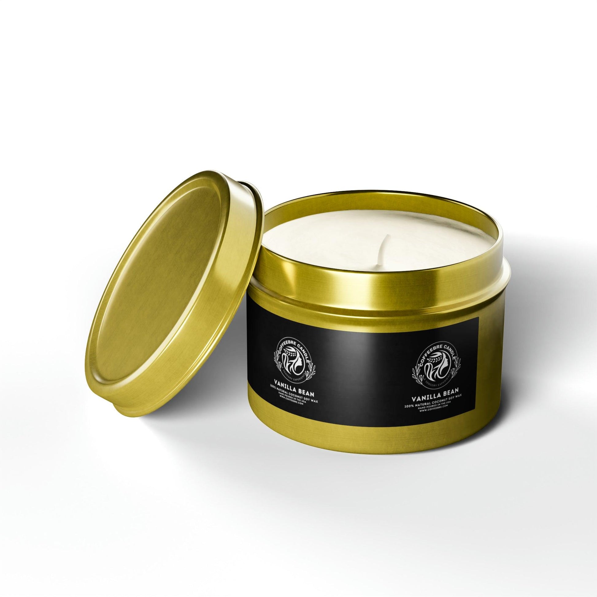 Cinammon Vanilla Bean Scented Coconut Soy Tin Candles - COFFEEBRE