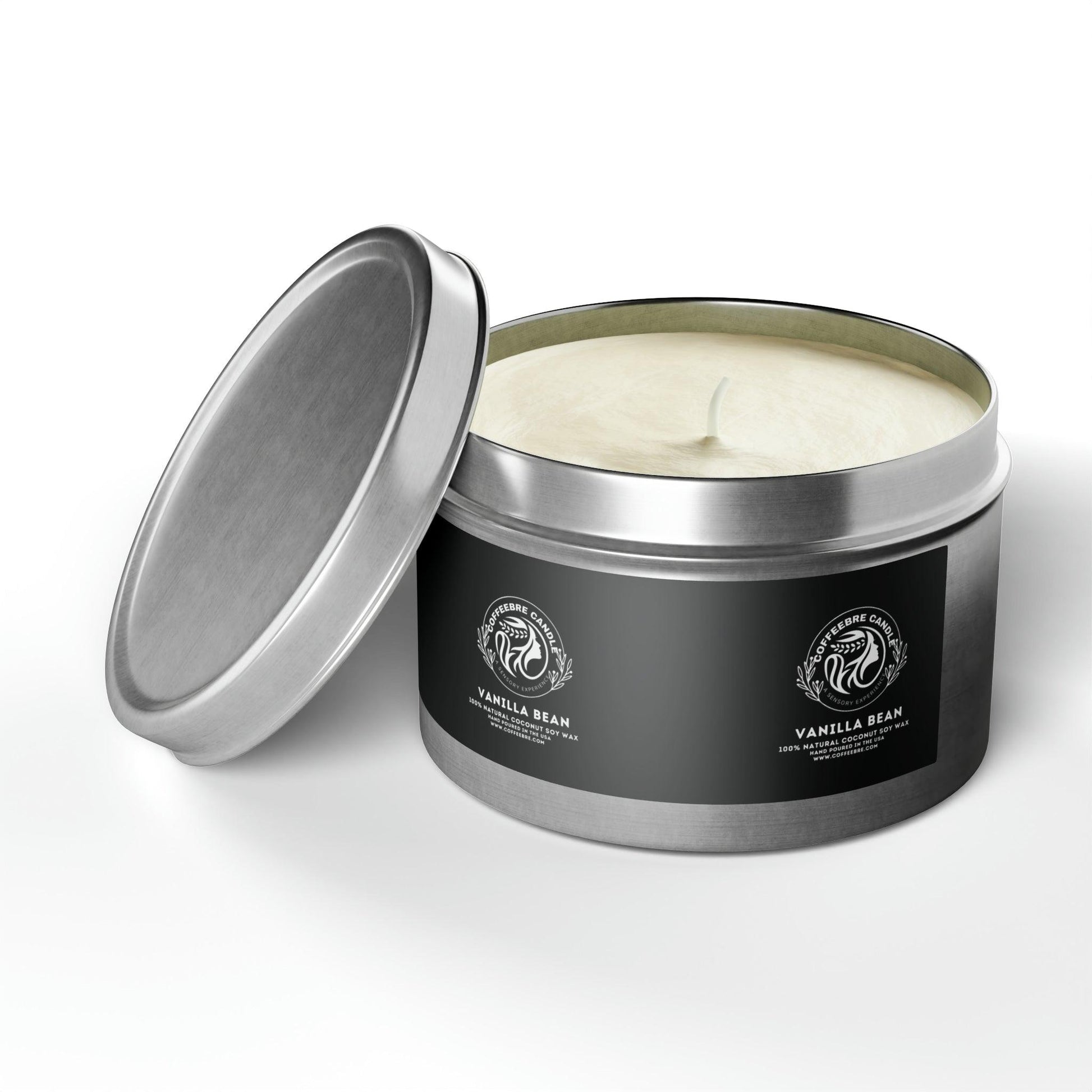 Cinammon Vanilla Bean Scented Coconut Soy Tin Candles - COFFEEBRE