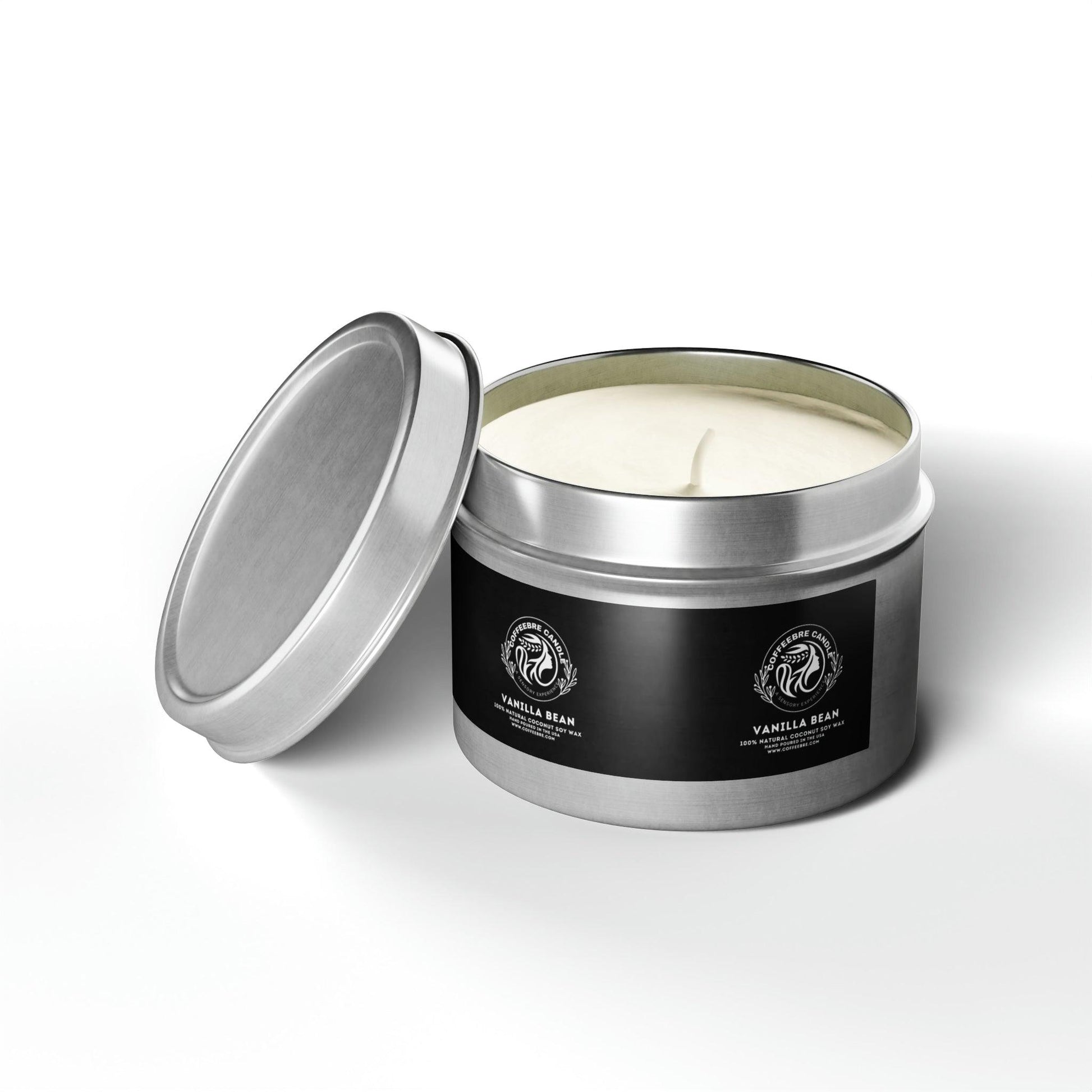 Cinammon Vanilla Bean Scented Coconut Soy Tin Candles - COFFEEBRE