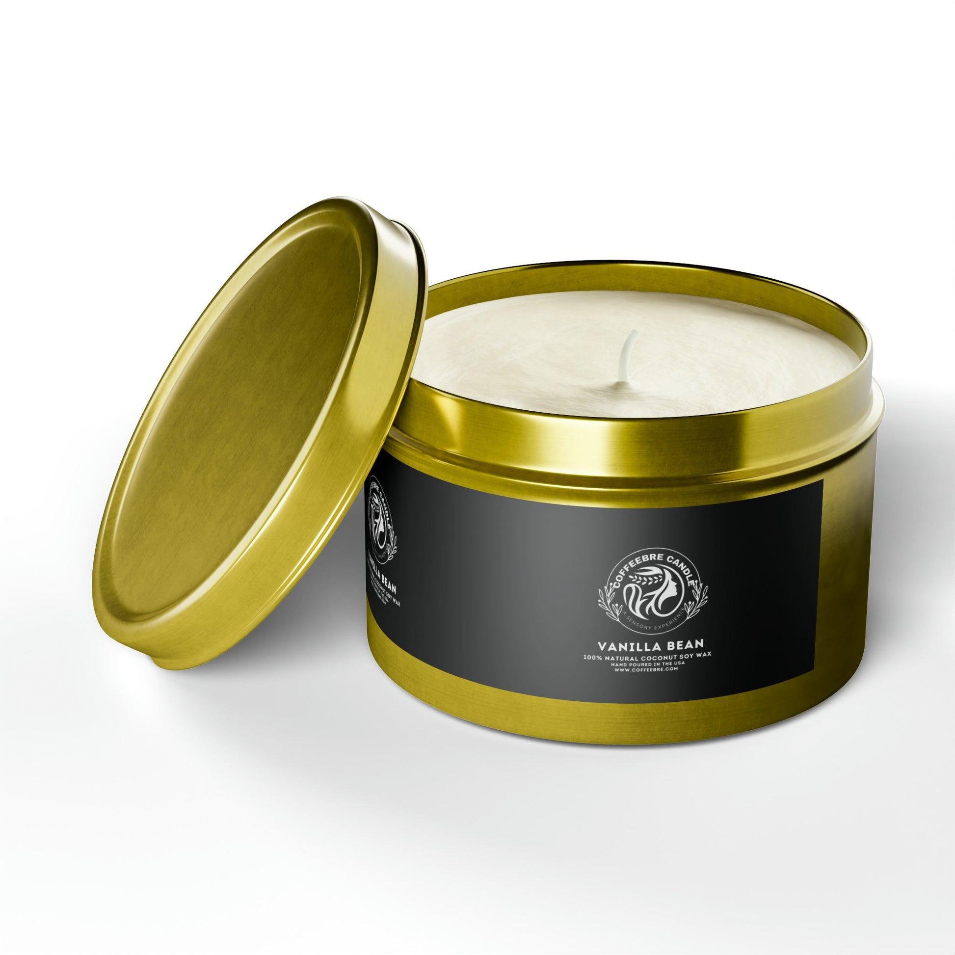 Cinammon Vanilla Bean Scented Coconut Soy Tin Candles - COFFEEBRE