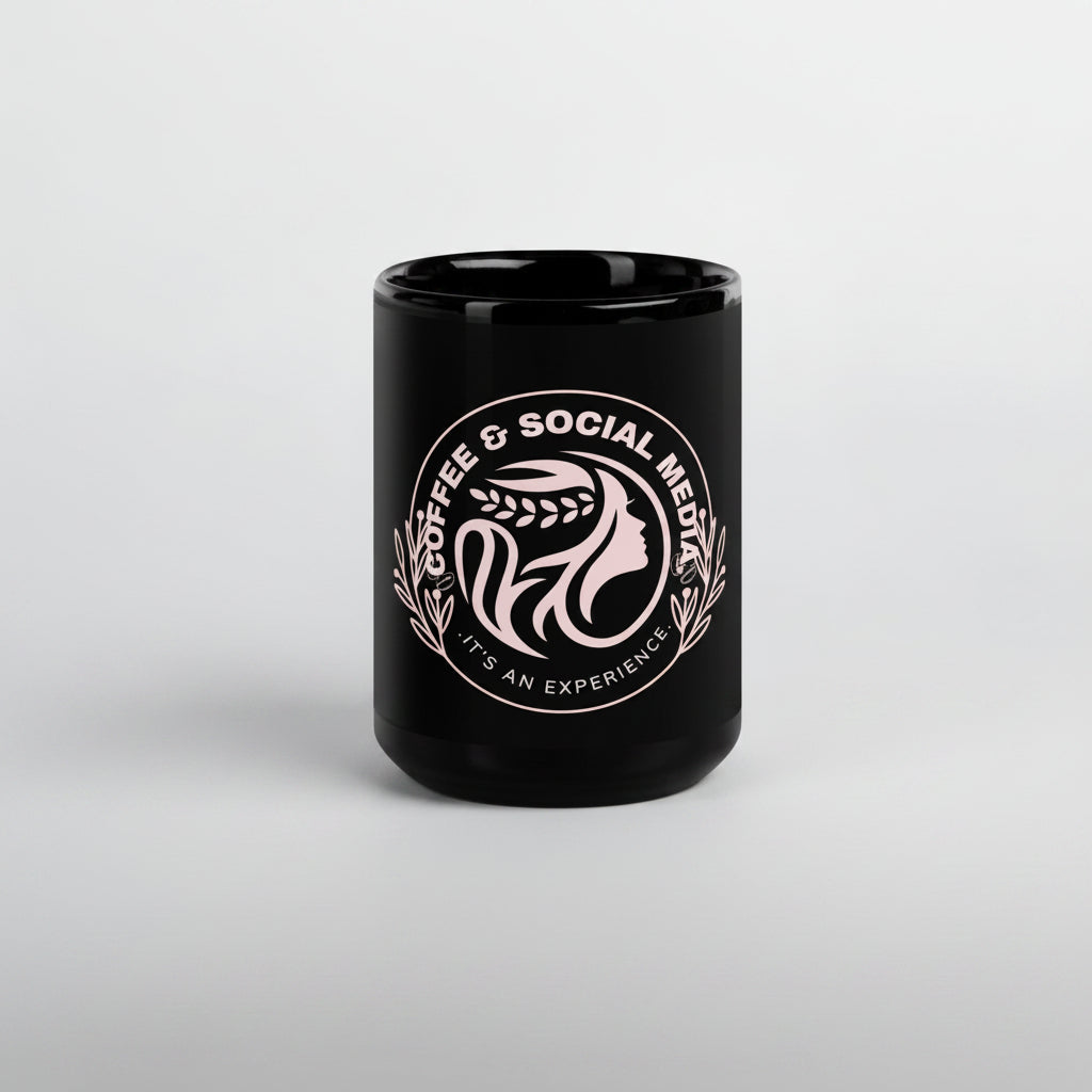 Coffee Social Media Mug Gift For Content Creator Black Glossy Mug Luxury Gift For Her - COFFEEBRE