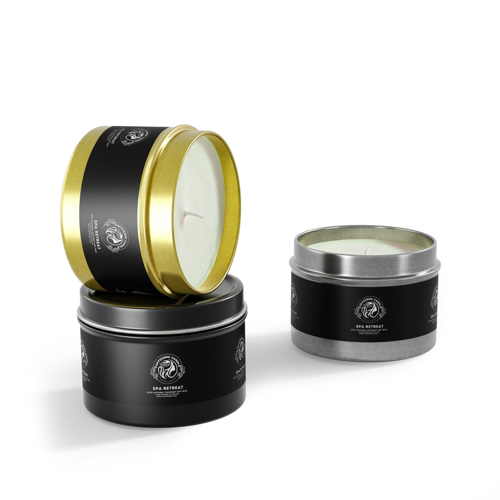 Eco-Friendly Spa Treat Scented Coconut Soy Tin Candles - COFFEEBRE