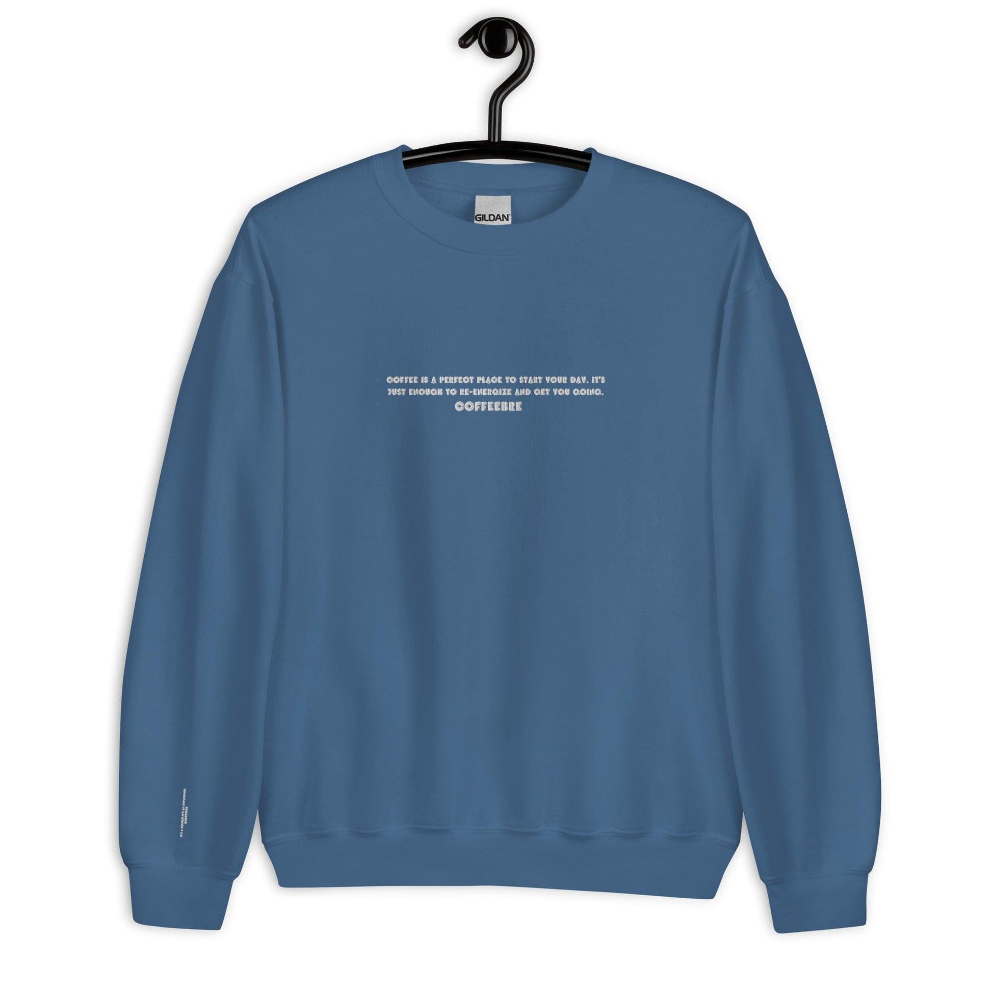 Embroidered Coffee Print Unisex Classic Crewneck Sweatshirt - COFFEEBRE