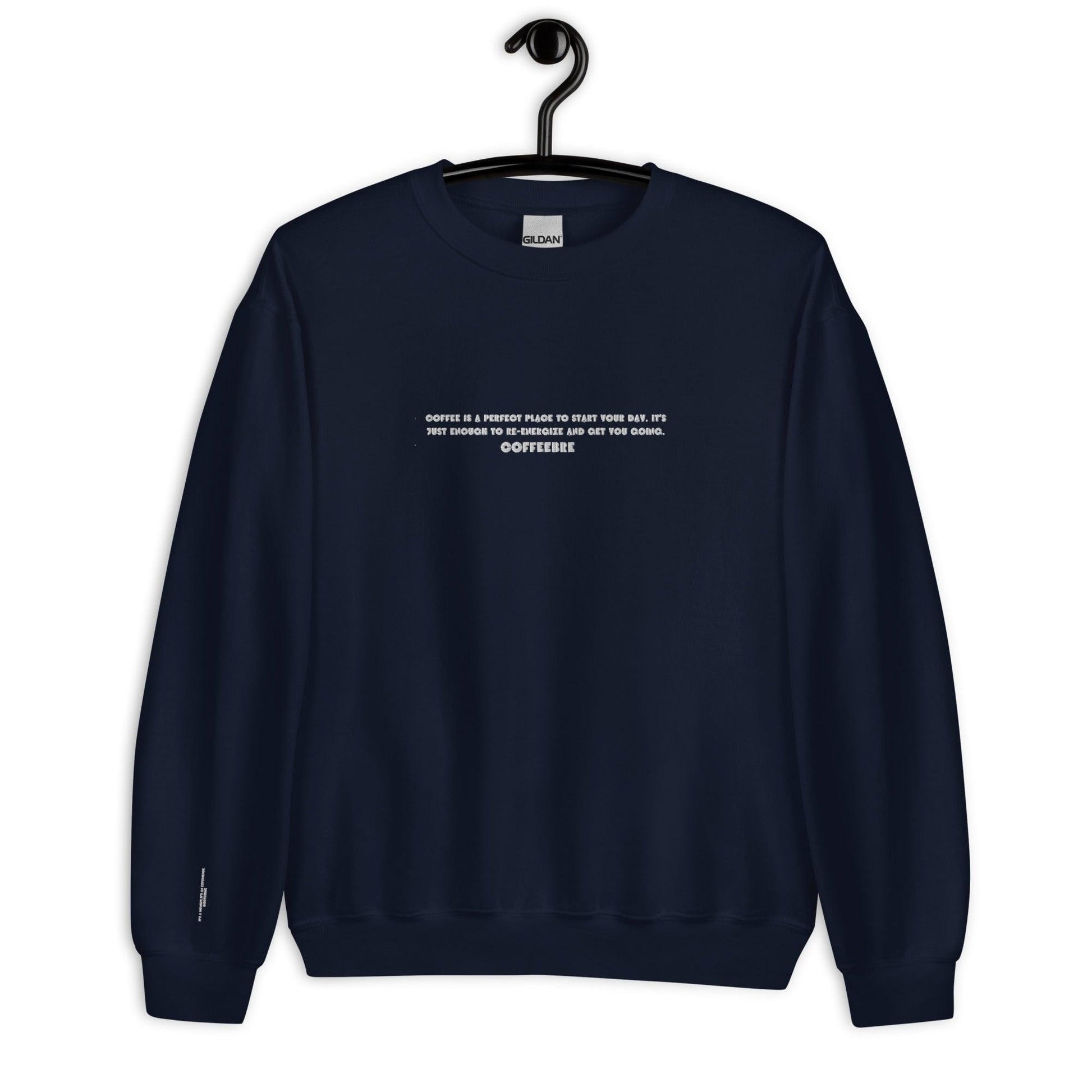 Embroidered Coffee Print Unisex Classic Crewneck Sweatshirt - COFFEEBRE
