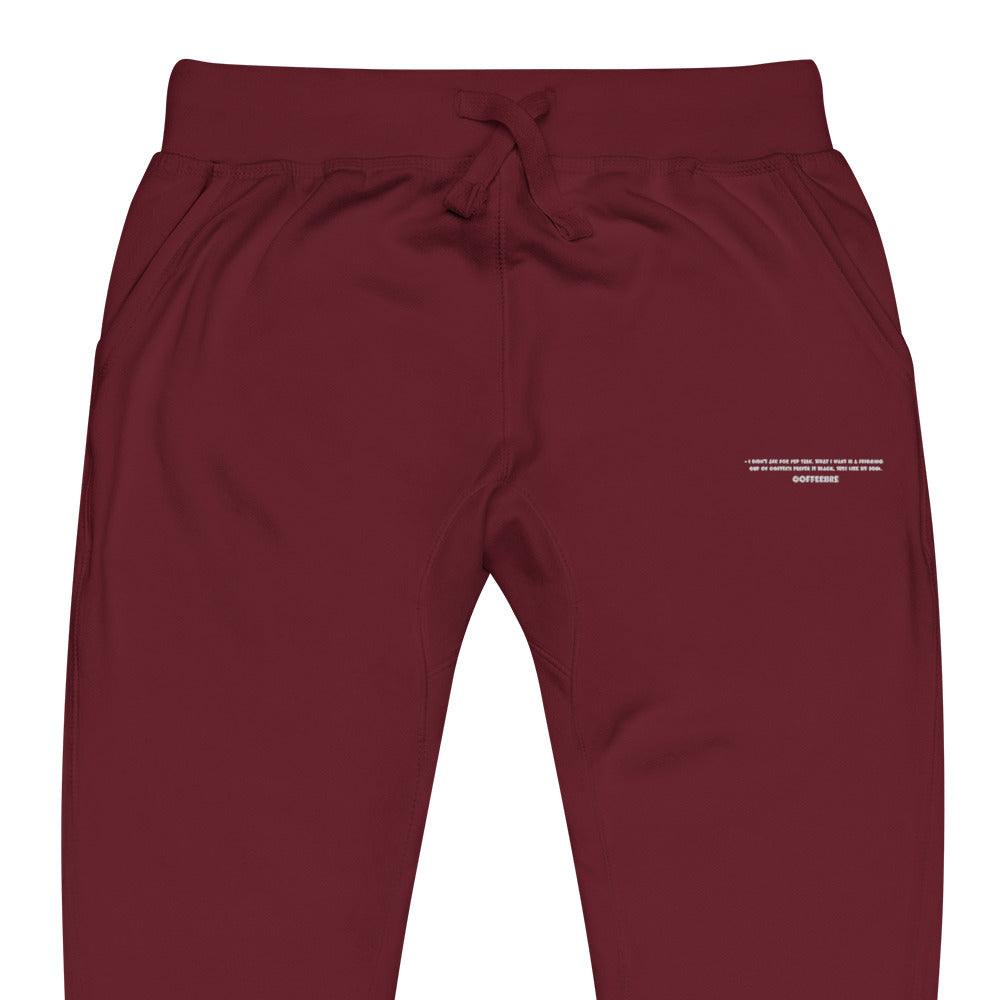 Embroidered Coffee Texts Unisex Fleece Sweatpants