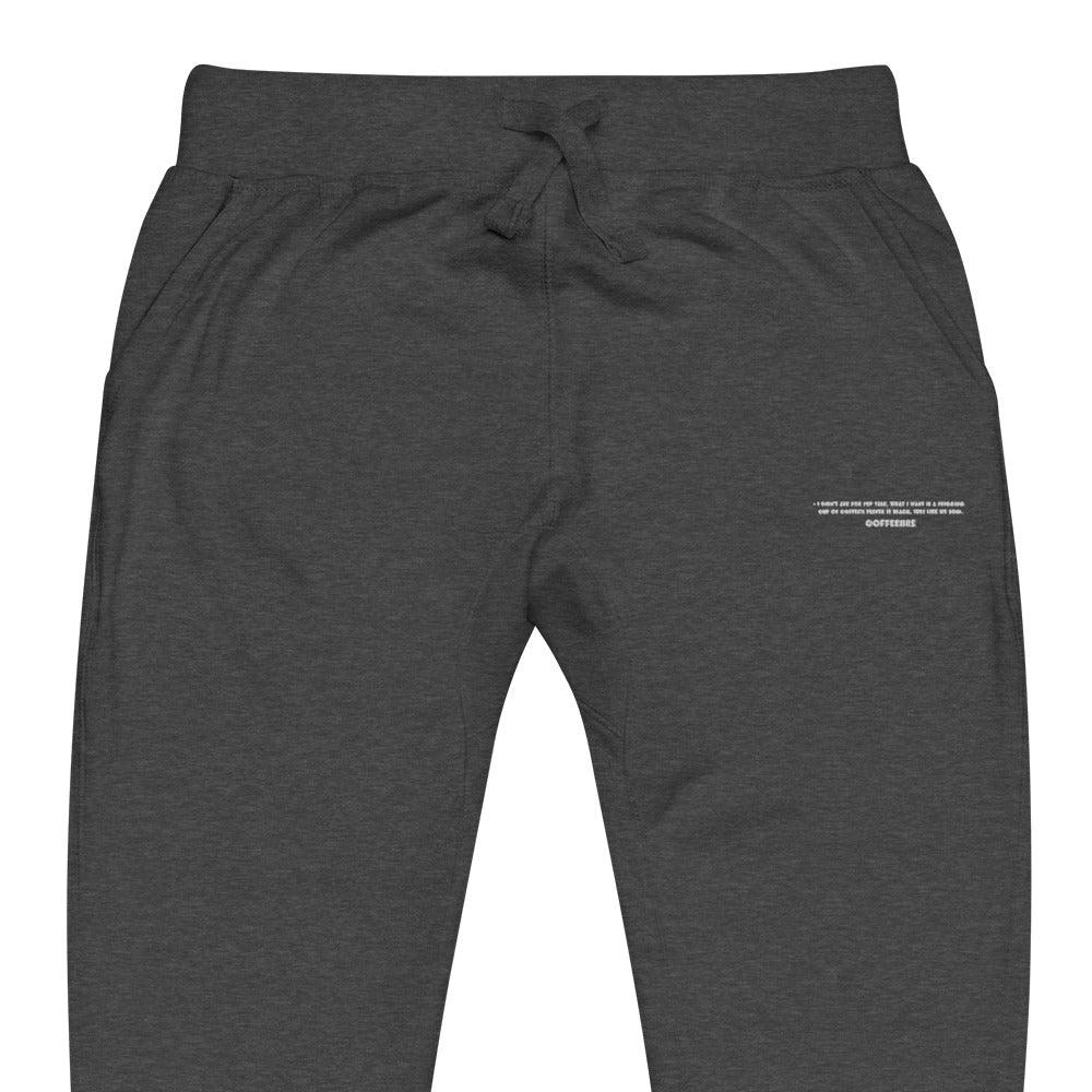 Embroidered Coffee Texts Unisex Fleece Sweatpants - COFFEEBRE