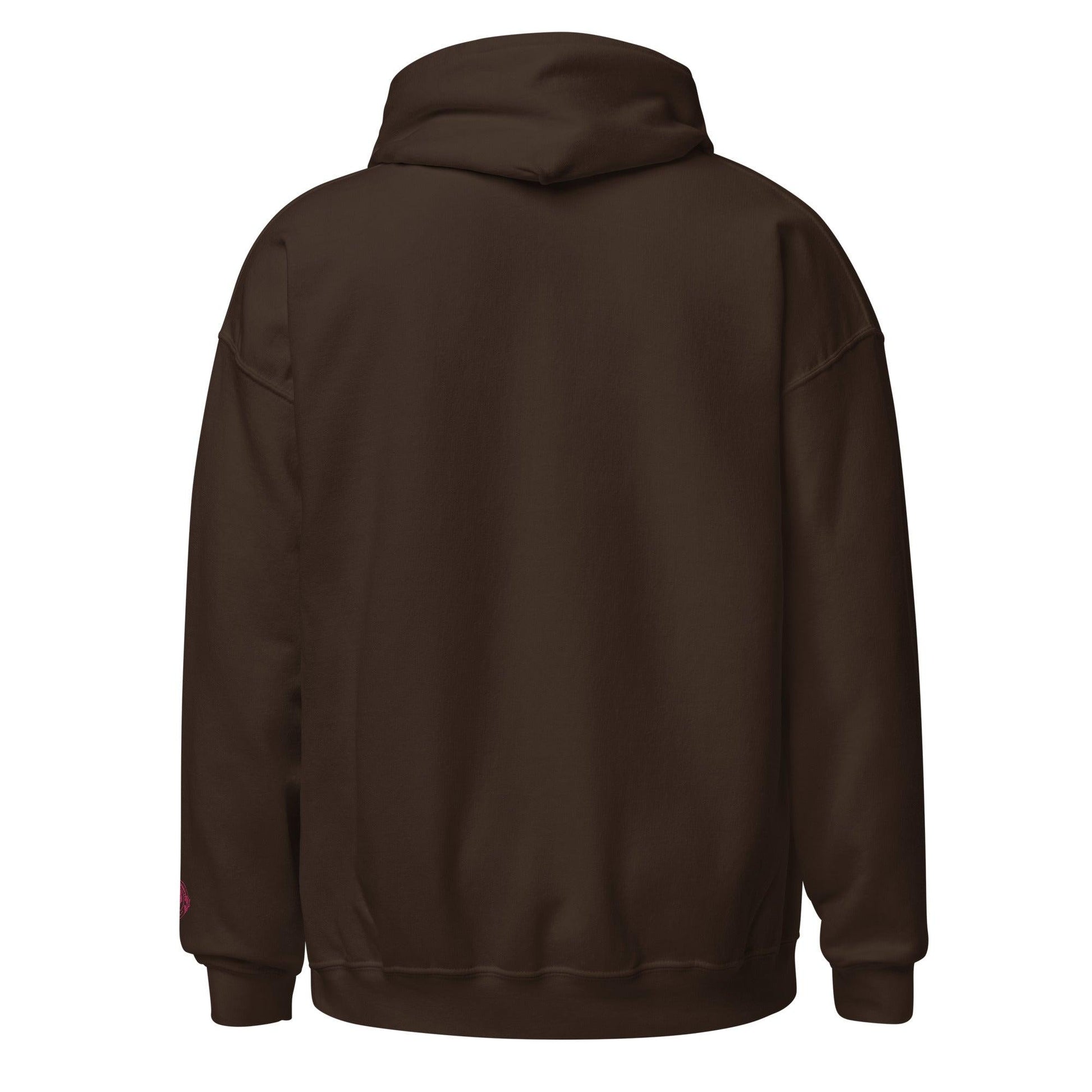 Embroidered Sleeved Print Pullover Unisex Hoodie - COFFEEBRE