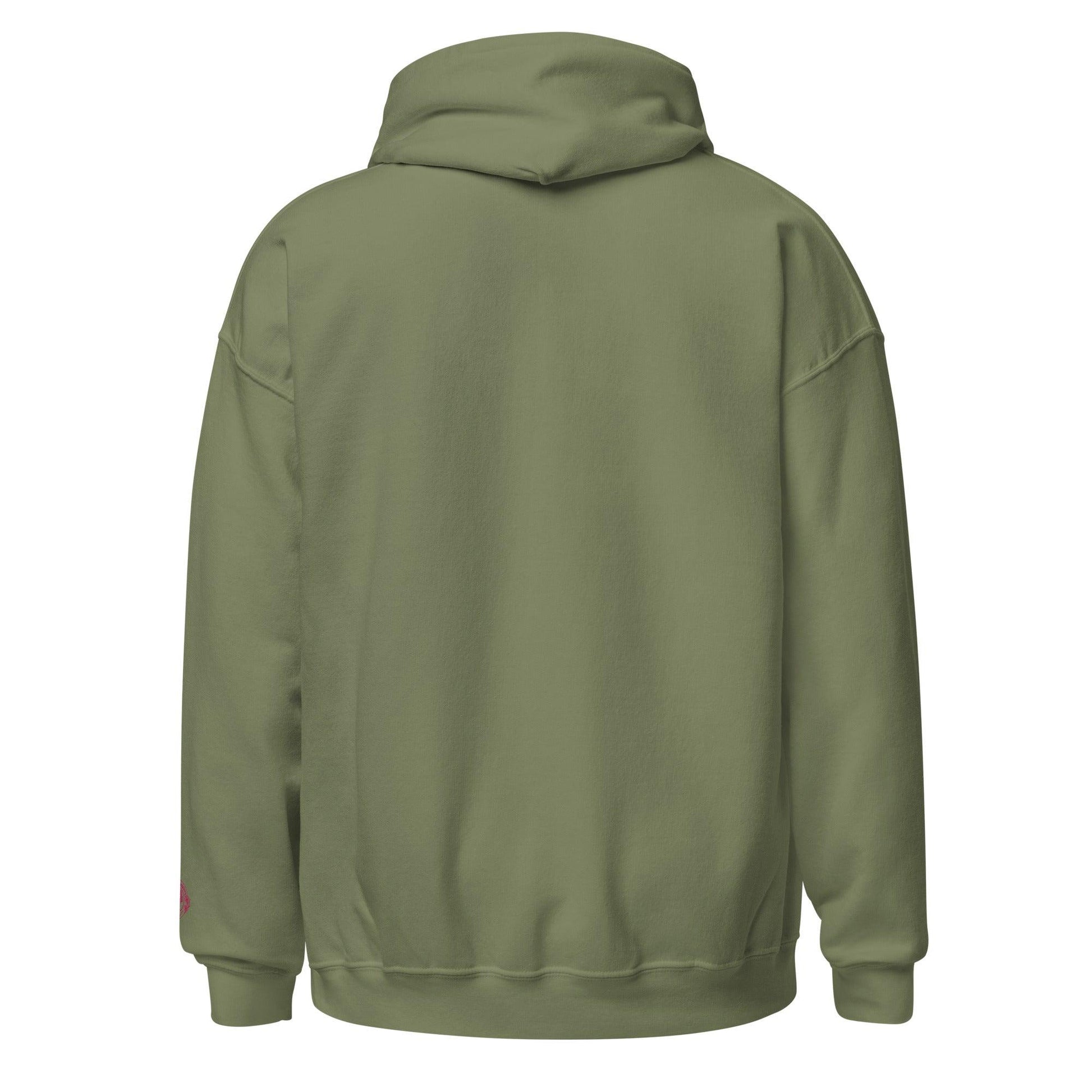 Embroidered Sleeved Print Pullover Unisex Hoodie - COFFEEBRE