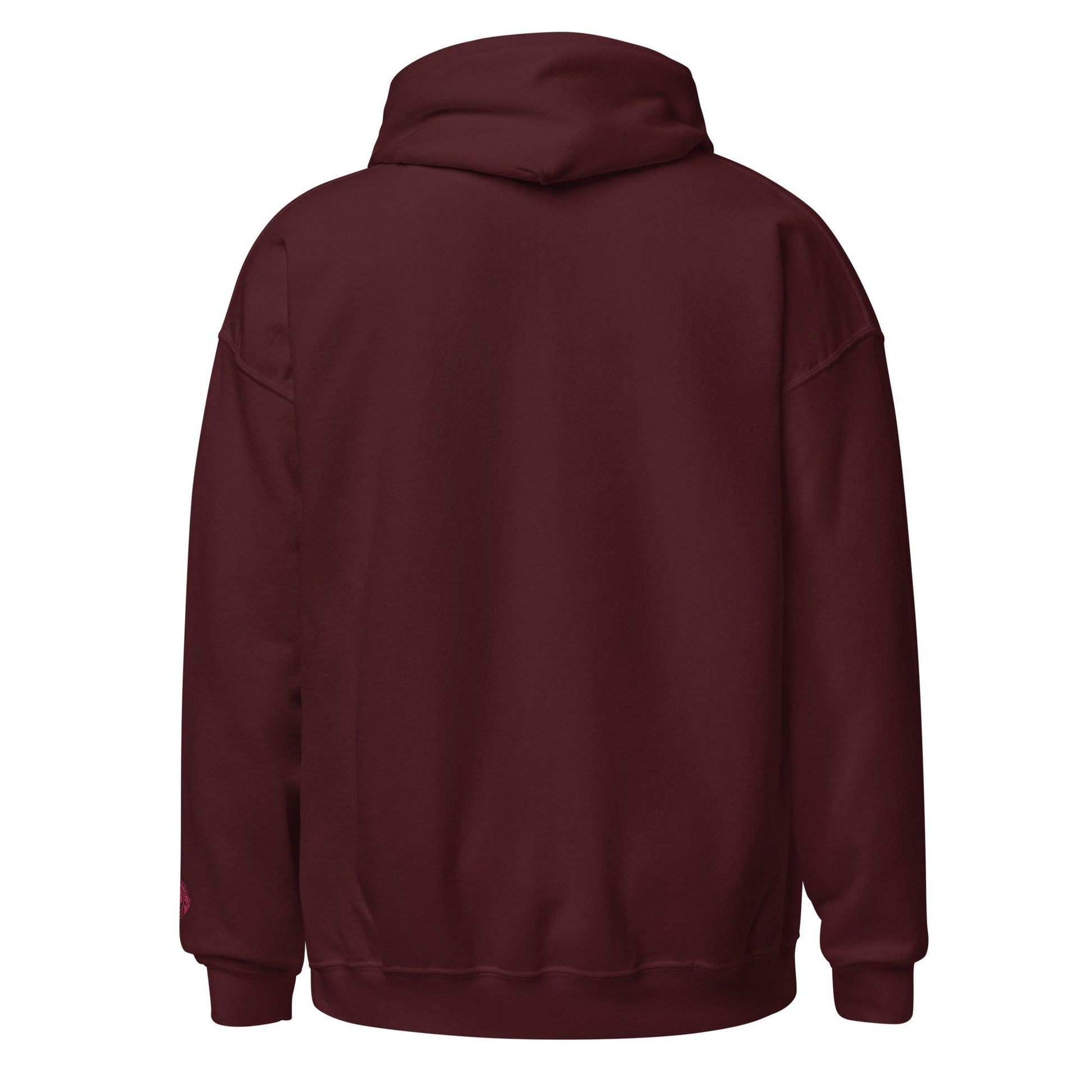 Embroidered Sleeved Print Pullover Unisex Hoodie - COFFEEBRE