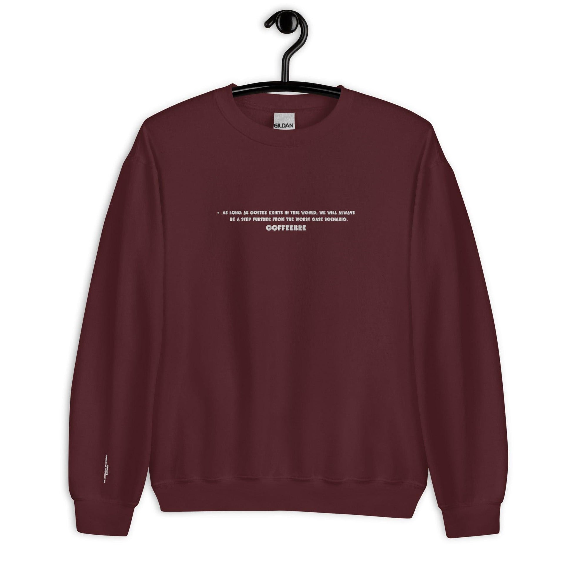 Embroidered Sleeved Print Unisex Sweatshirt - COFFEEBRE