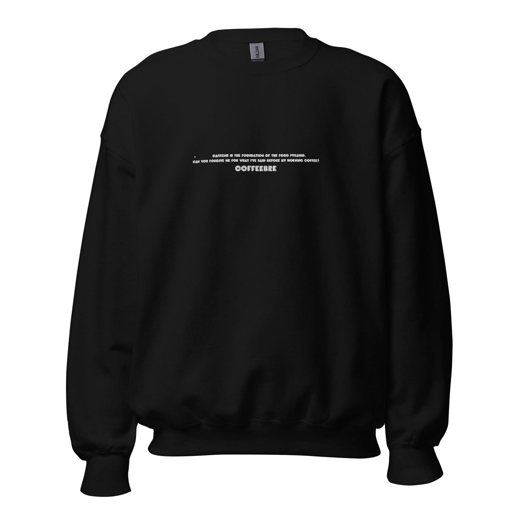 Embroidered Text Print Unisex Sweatshirt - COFFEEBRE