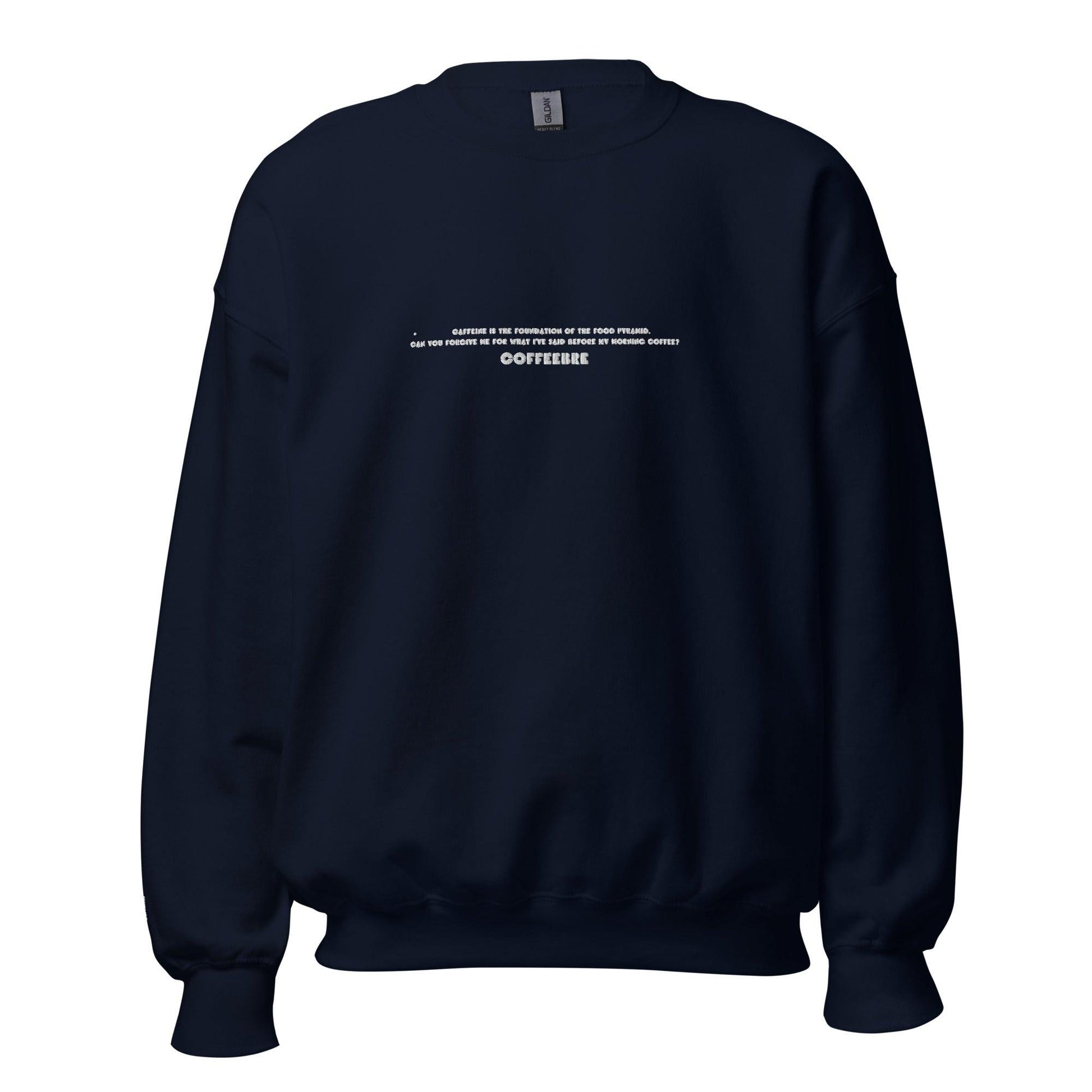 Embroidered Text Print Unisex Sweatshirt - COFFEEBRE