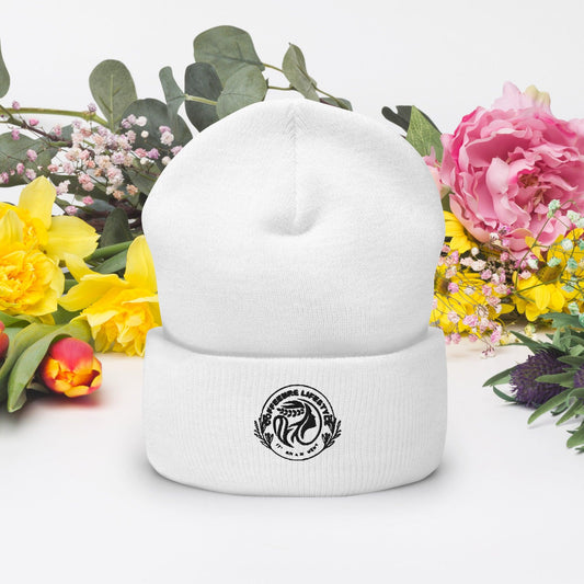 Embroidery Cuffed Beanie Hat - COFFEEBRE