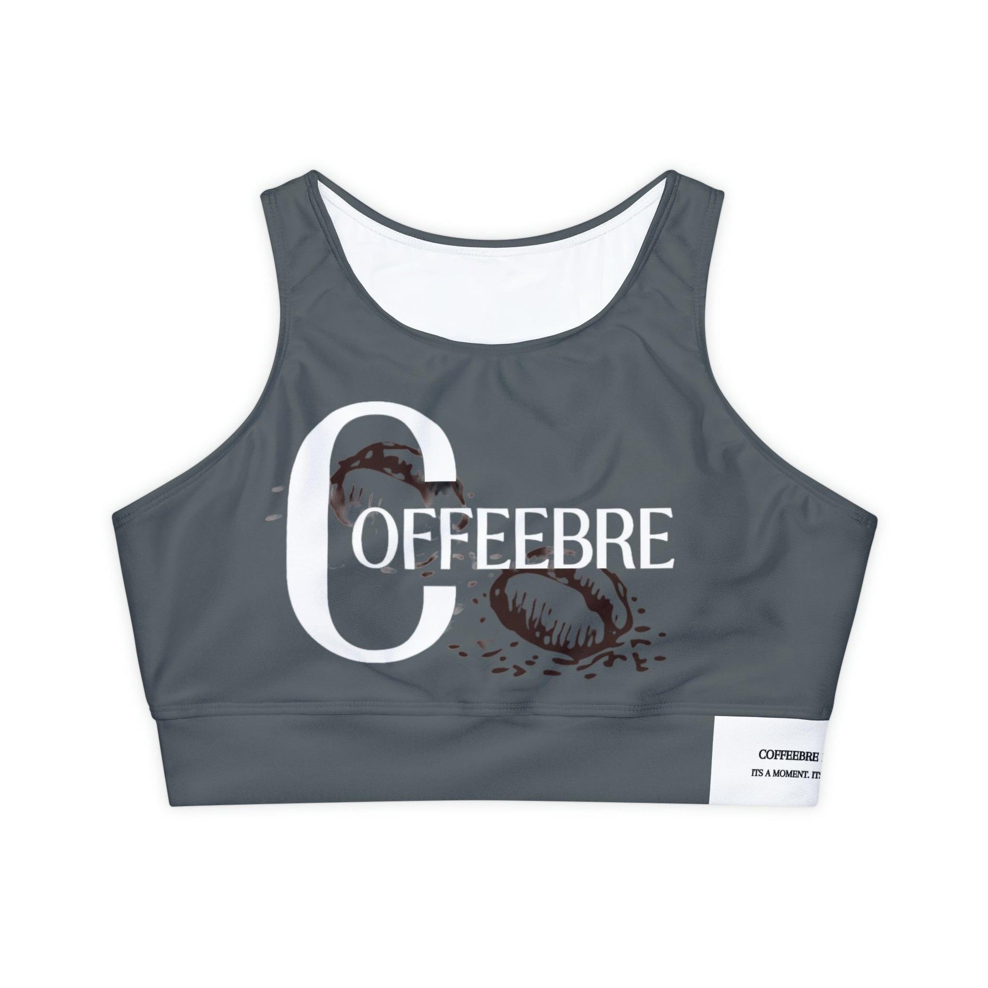 Fully Lined, Dark Grey Padded Sports Bra - COFFEEBRE