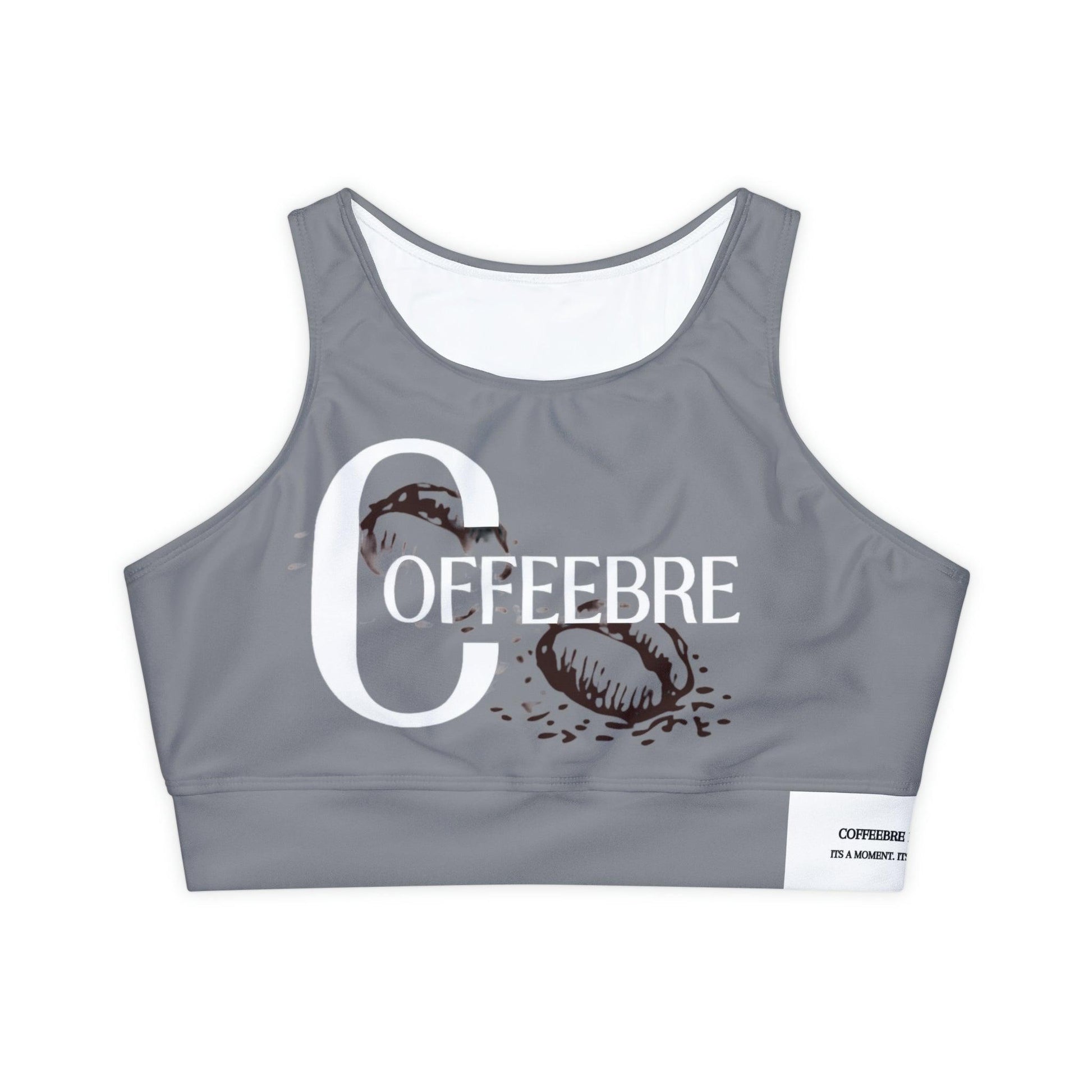 Fully Lined, Light Grey Padded Sports Bra - COFFEEBRE