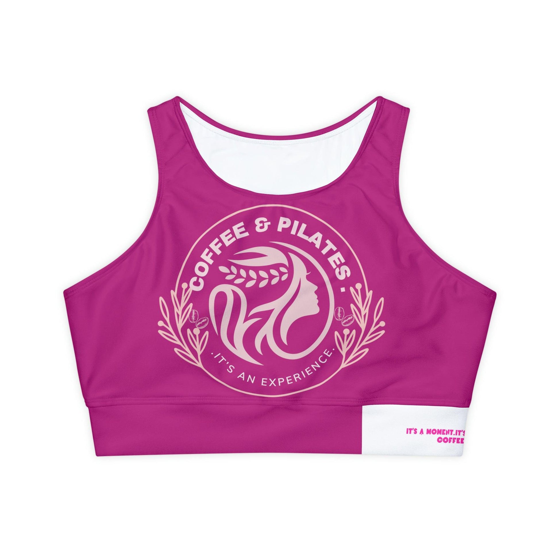 Pink Fully Lined, Coffee Pilates Padded Sports Bra - COFFEEBRE