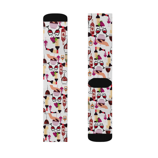 Red Wine Bottles and Wine Glass Socks