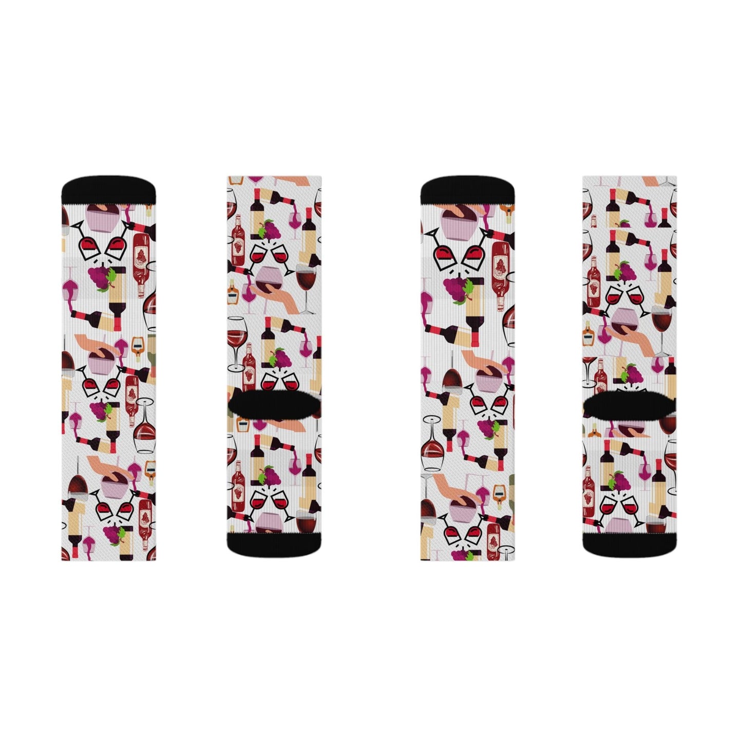 Red Wine Bottles and Wine Glass Socks