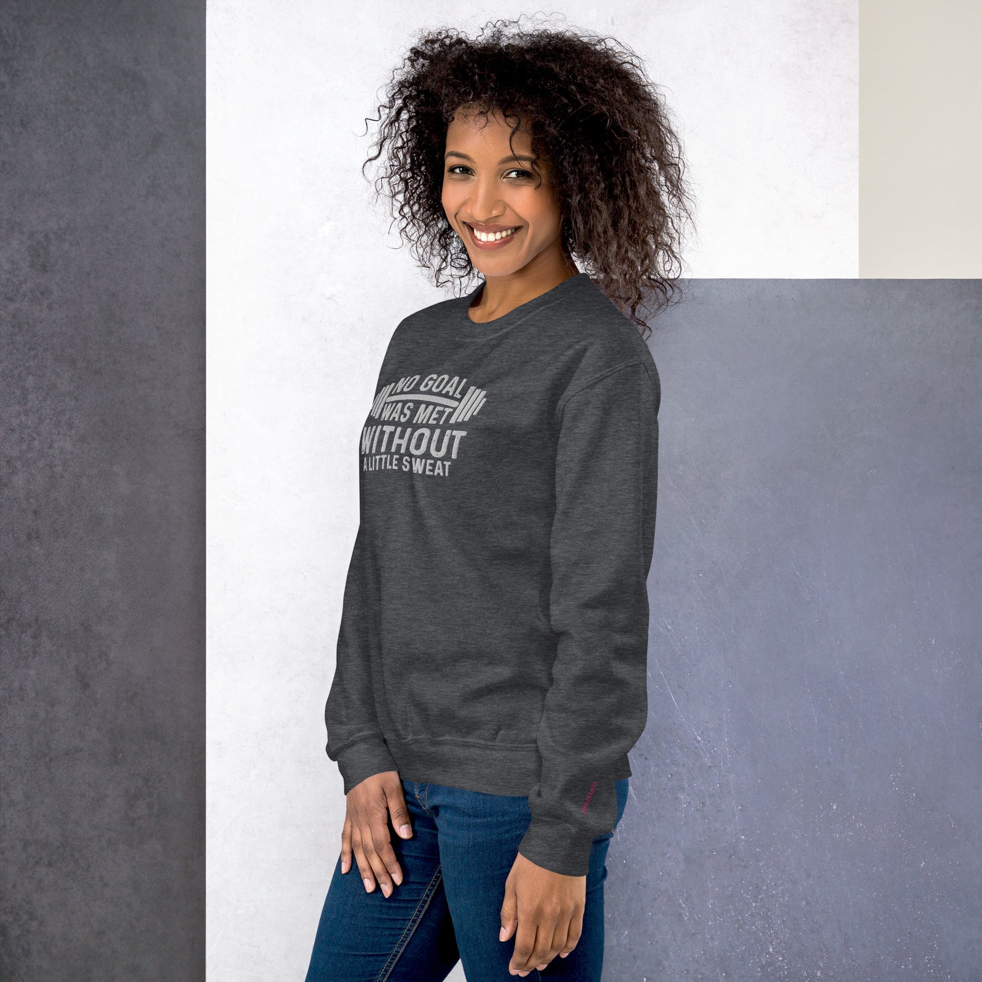 No Goal Embroidered Fitness Sweatshirt - COFFEEBRE
