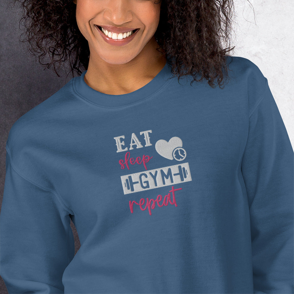 Eat Gym Sleep Repeat Embroidered Sweatshirt - COFFEEBRE
