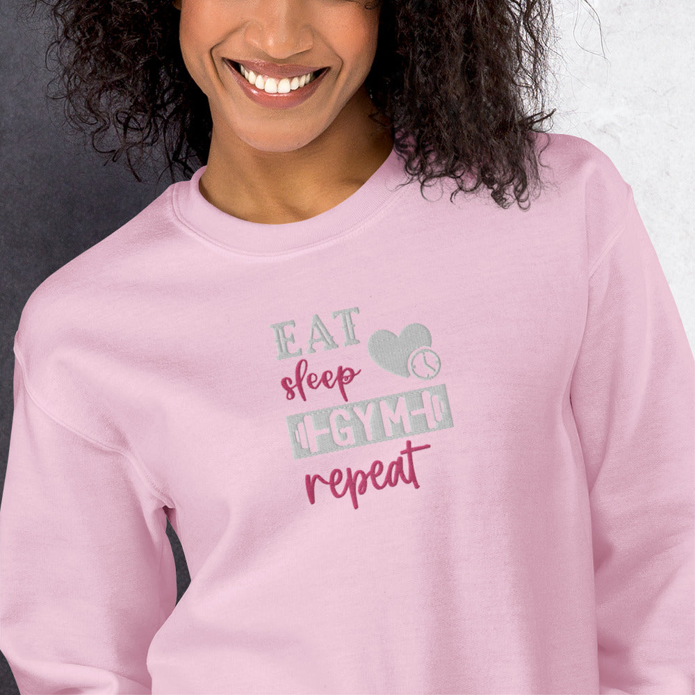 Eat Gym Sleep Repeat Embroidered Sweatshirt - COFFEEBRE