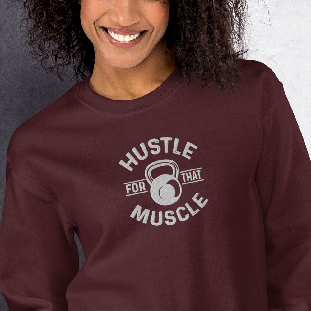 Hustle For Muscle Embroidered Sweatshirts