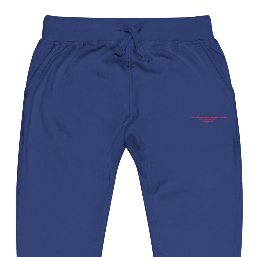 Unisex Embroidered Pink Text Fleece Sweatpants
