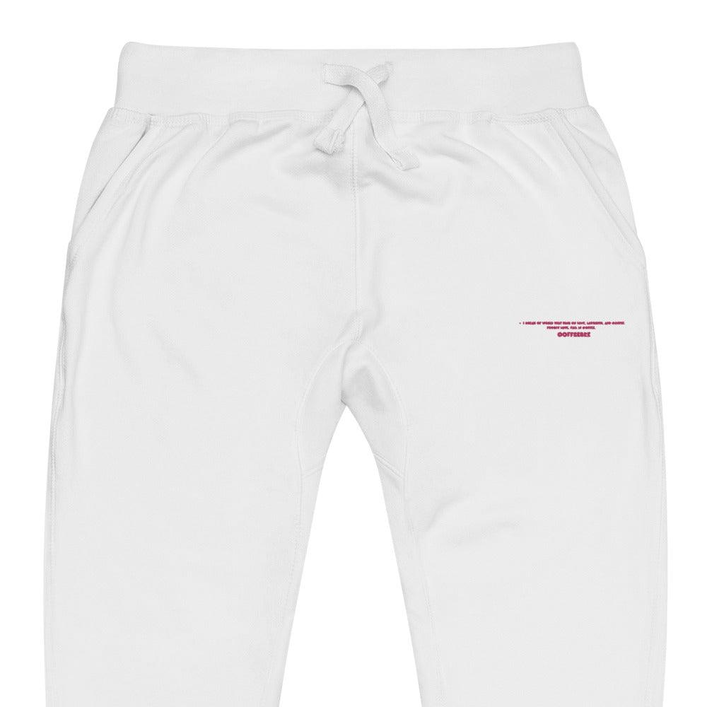 Unisex Embroidered Pink Text Fleece Sweatpants - COFFEEBRE