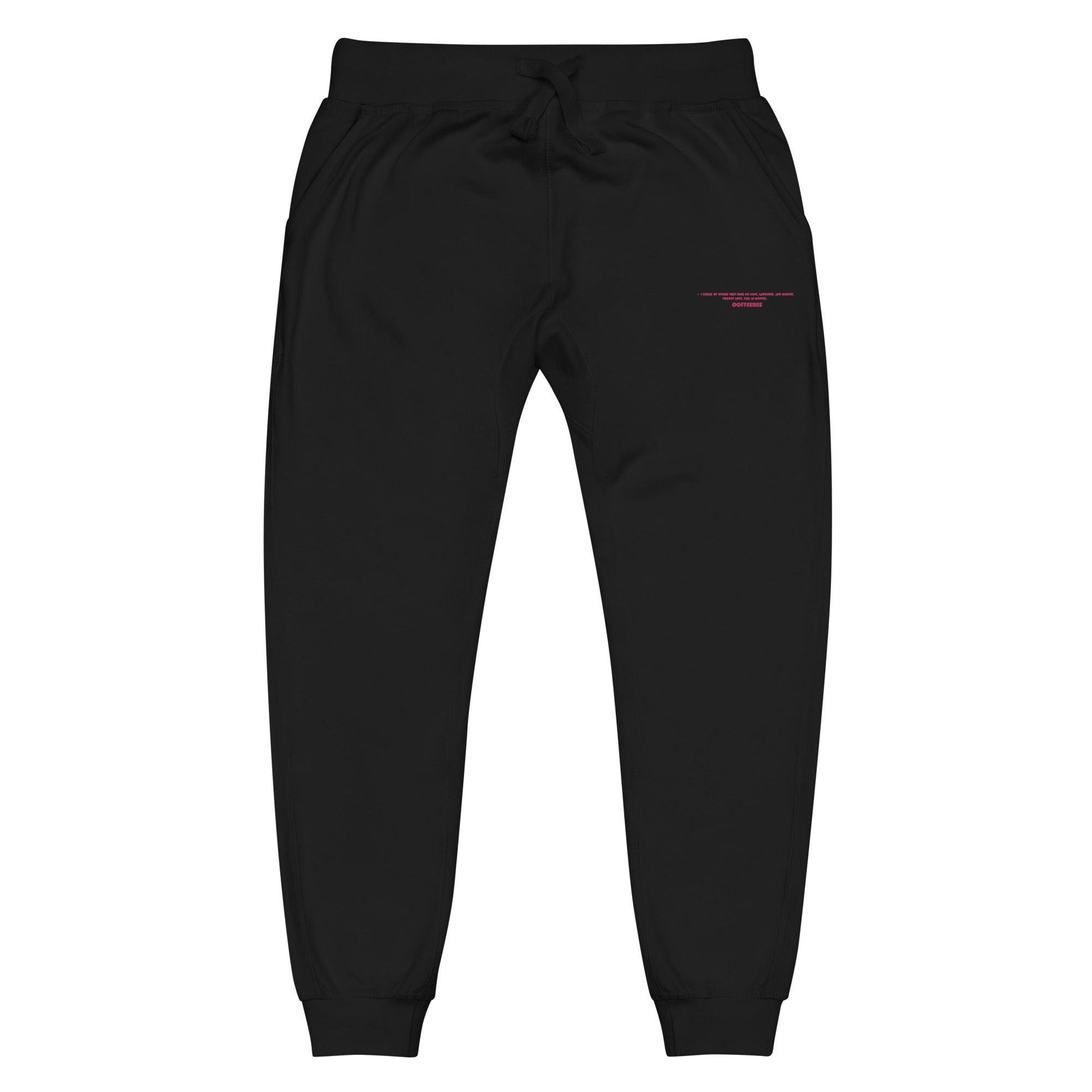 Unisex Embroidered Pink Text Fleece Sweatpants