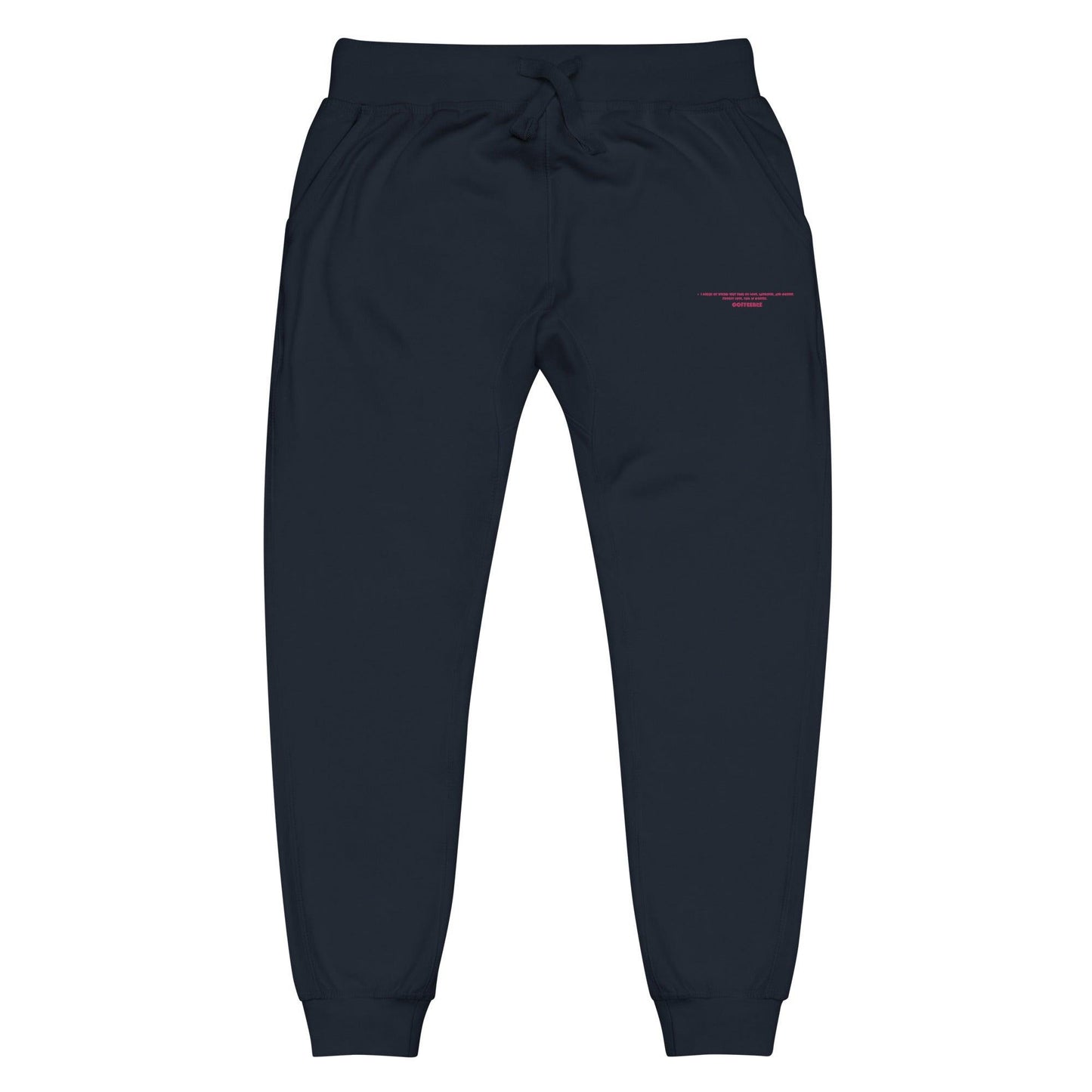 Unisex Embroidered Pink Text Fleece Sweatpants