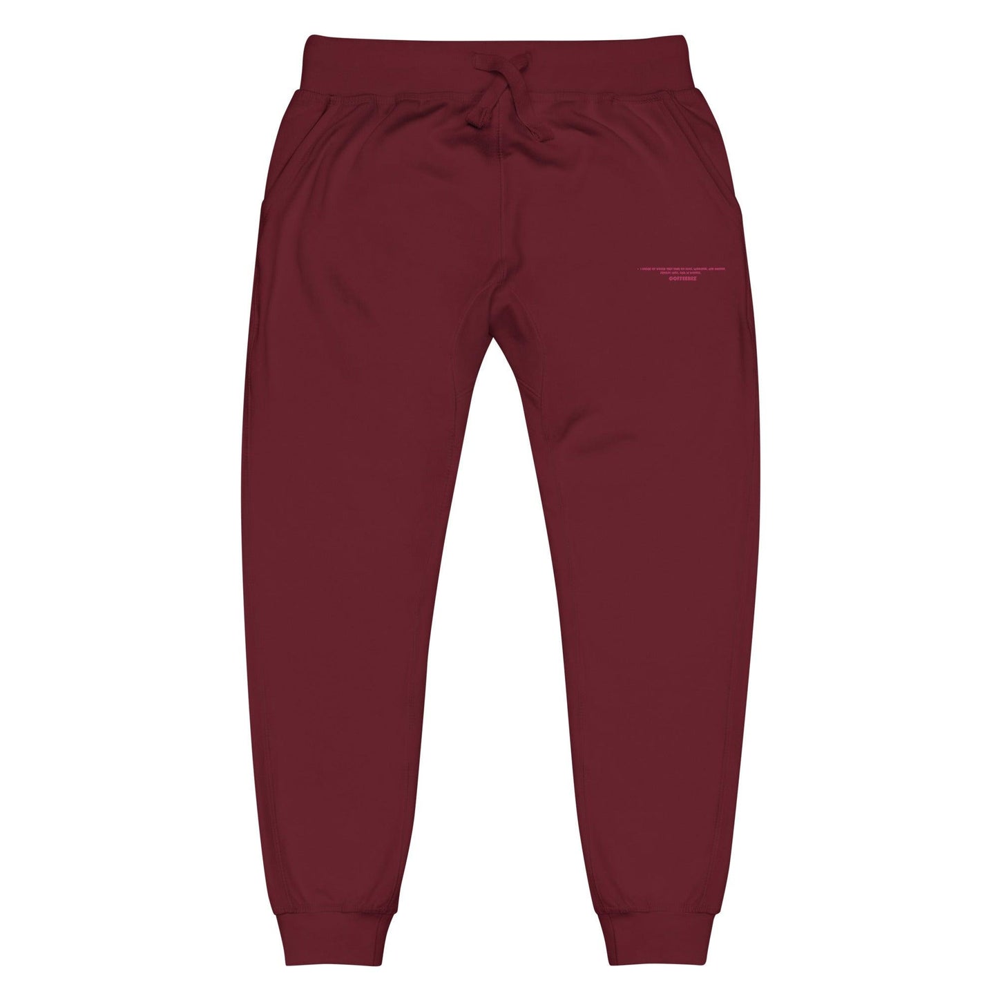 Unisex Embroidered Pink Text Fleece Sweatpants