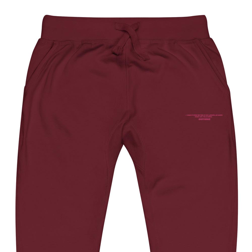 Unisex Embroidered Pink Text Fleece Sweatpants
