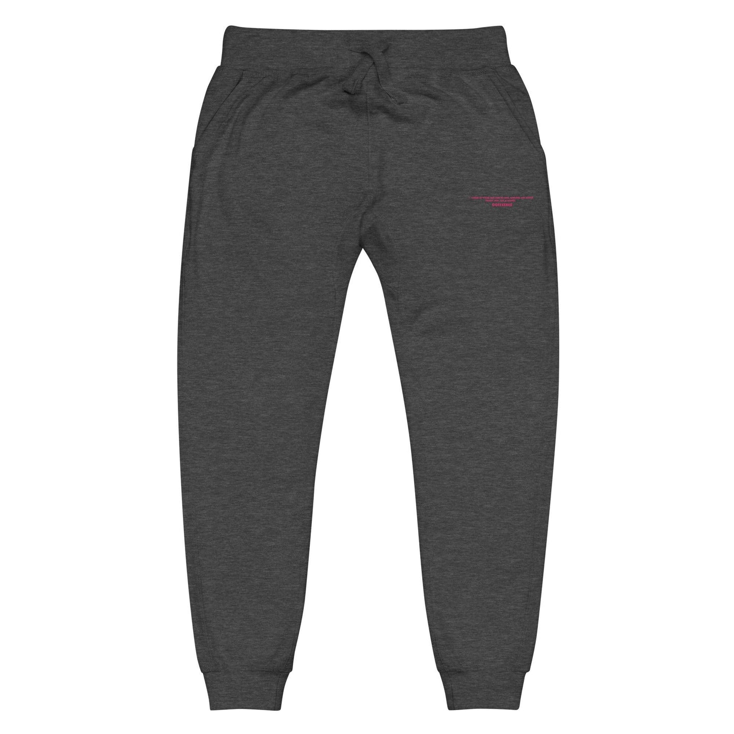 Unisex Embroidered Pink Text Fleece Sweatpants
