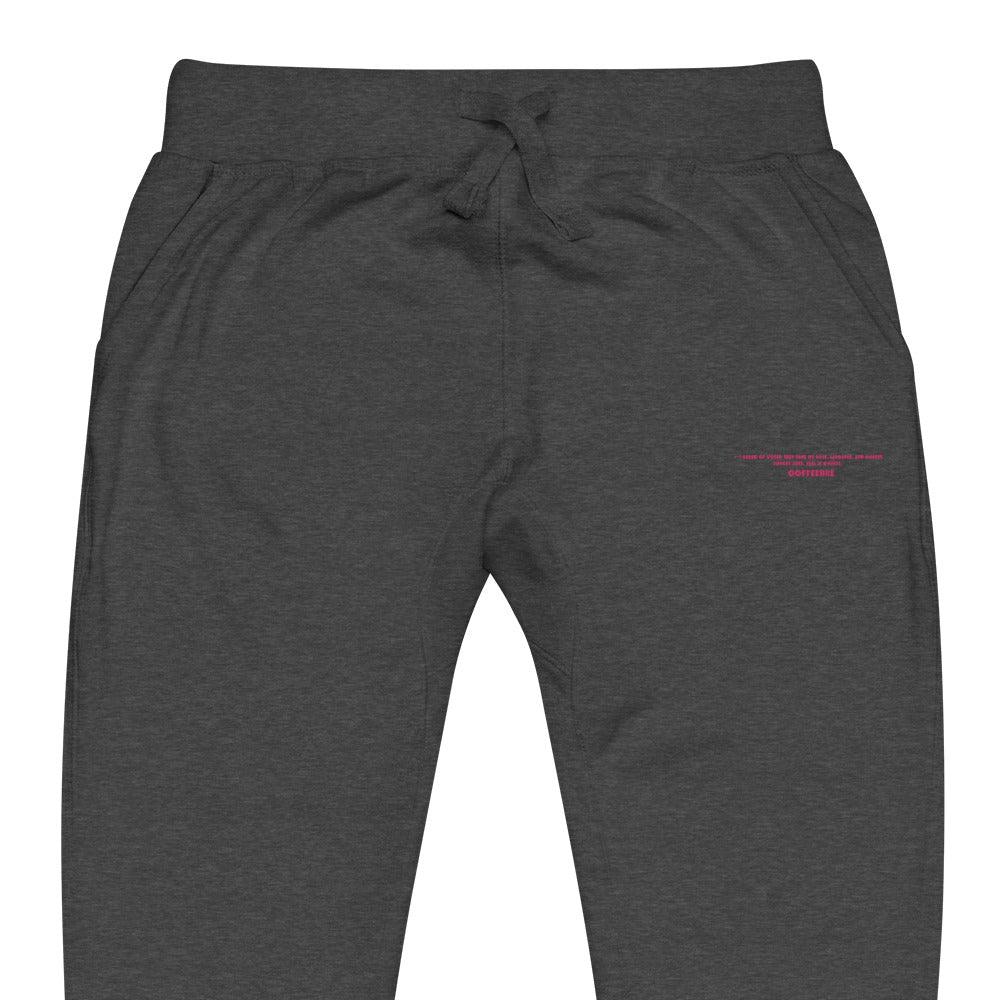 Unisex Embroidered Pink Text Fleece Sweatpants