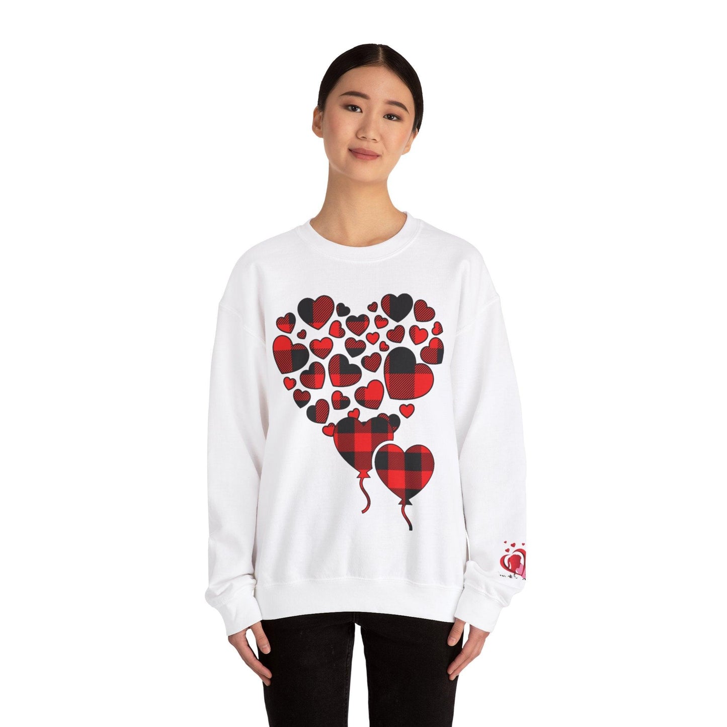 Unisex Red Heart Valentine Crewneck Sweatshirt - COFFEEBRE