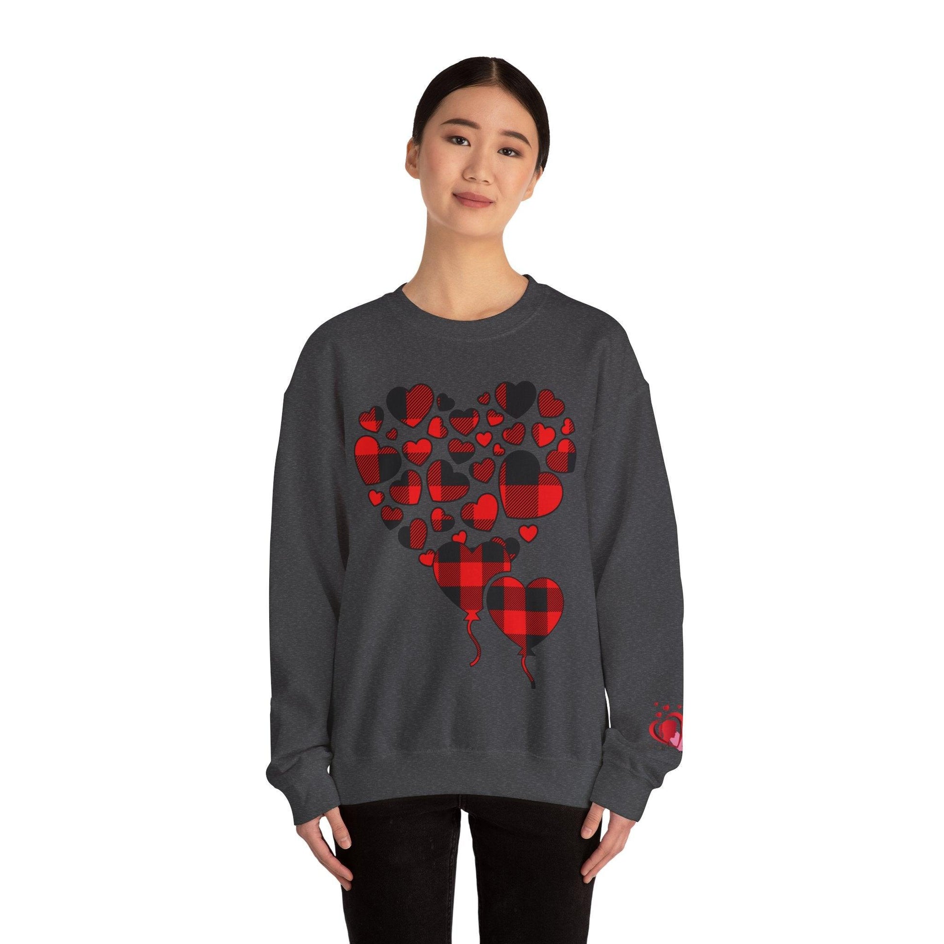 Unisex Red Heart Valentine Crewneck Sweatshirt - COFFEEBRE