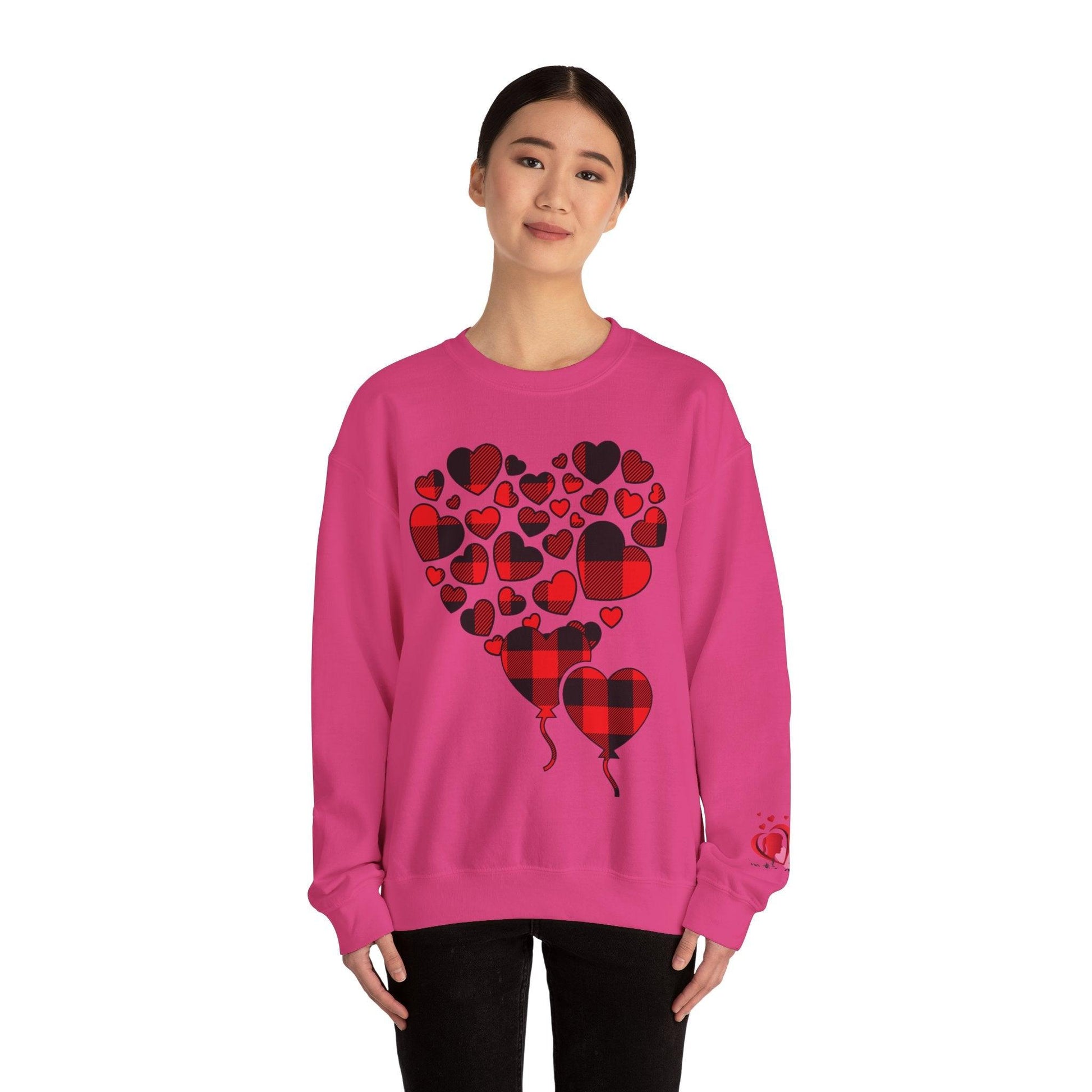 Unisex Red Heart Valentine Crewneck Sweatshirt - COFFEEBRE