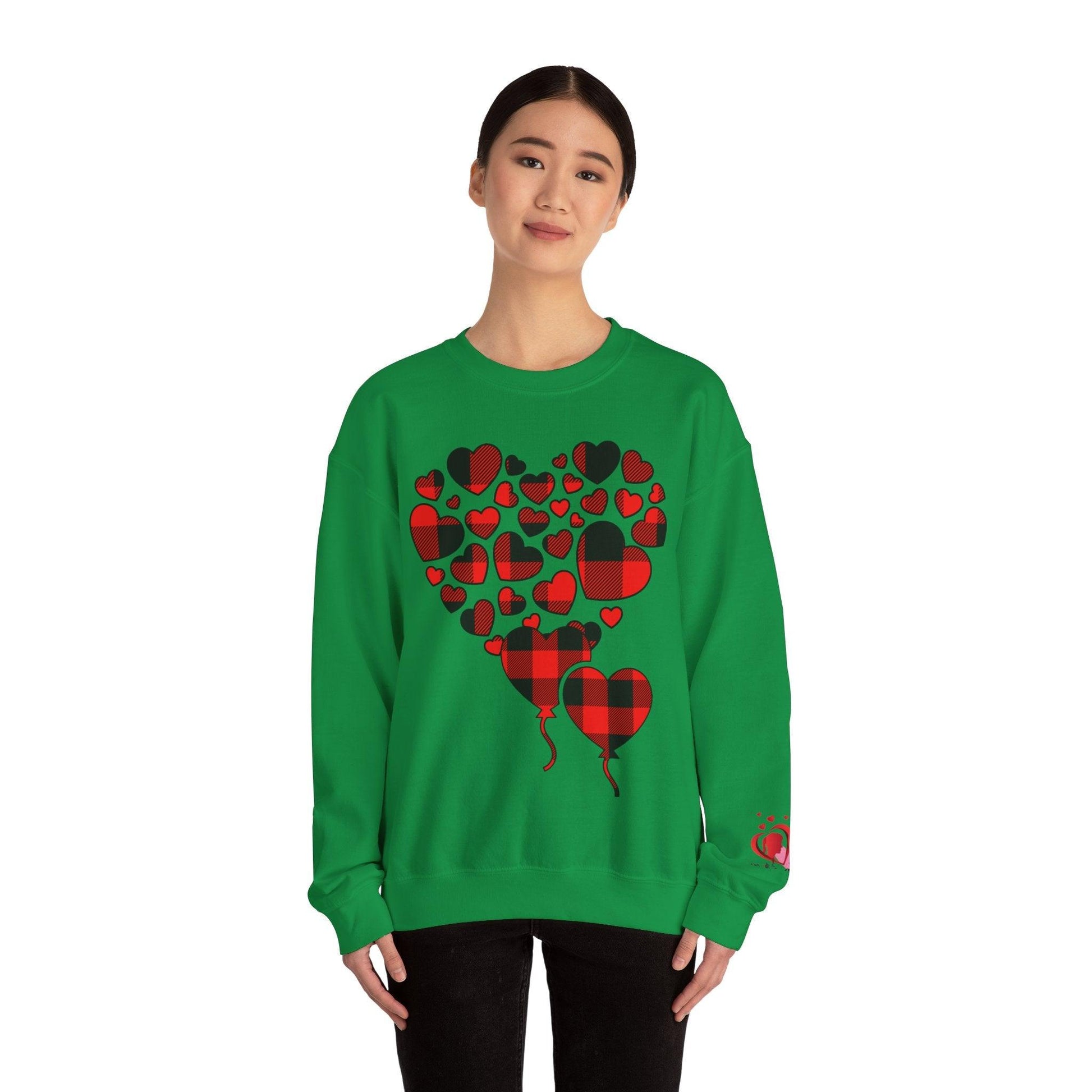 Unisex Red Heart Valentine Crewneck Sweatshirt - COFFEEBRE