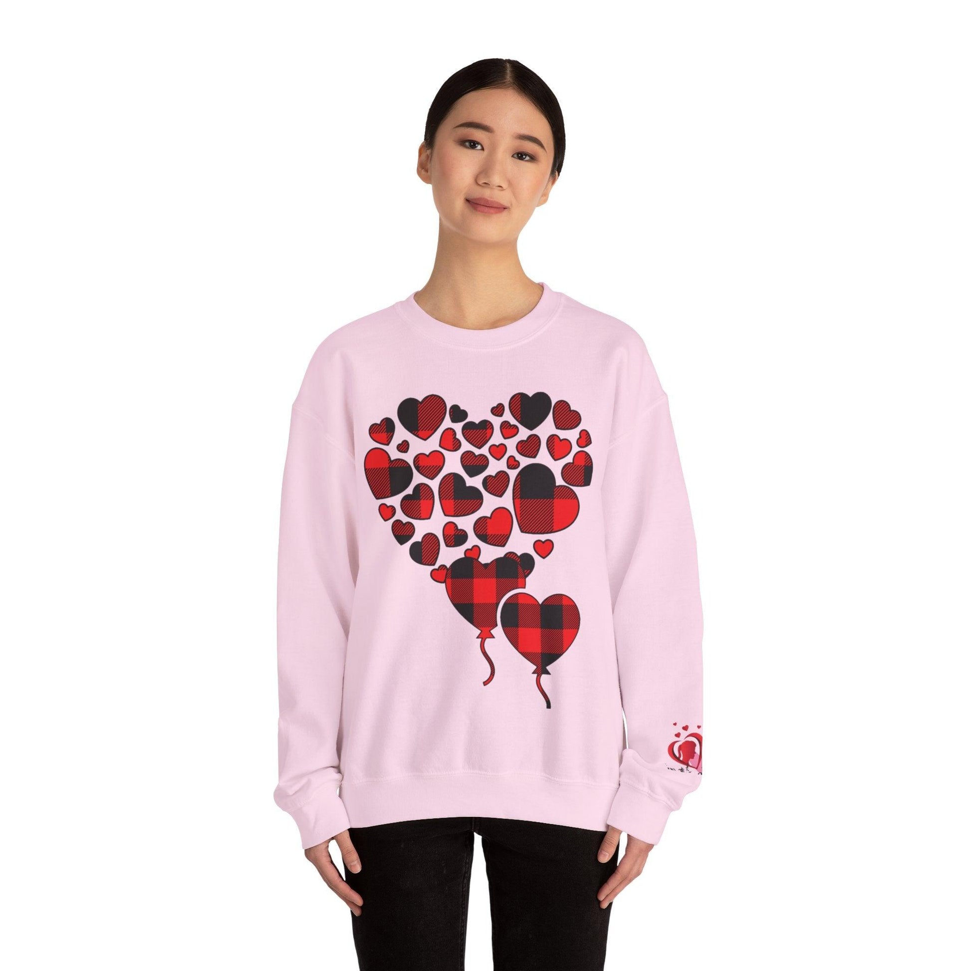 Unisex Red Heart Valentine Crewneck Sweatshirt - COFFEEBRE
