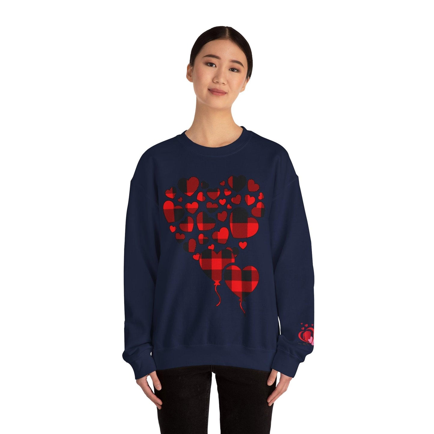 Unisex Red Heart Valentine Crewneck Sweatshirt - COFFEEBRE