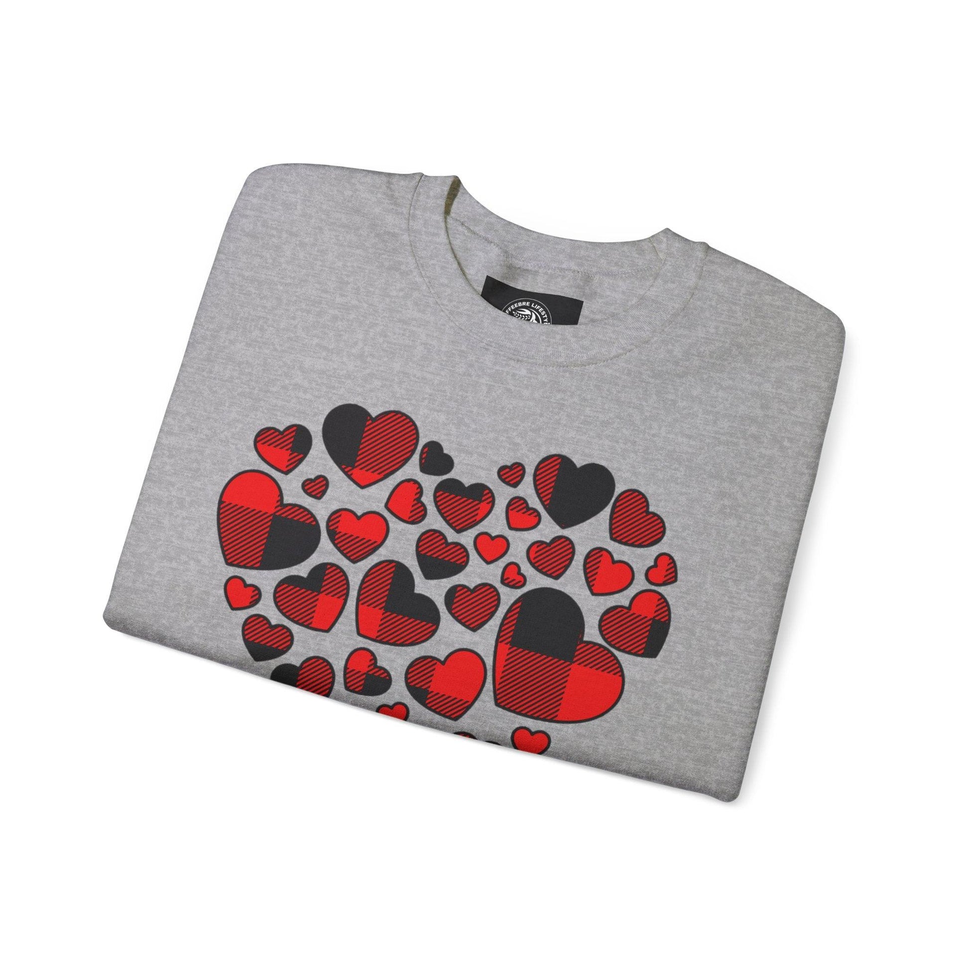 Unisex Red Heart Valentine Crewneck Sweatshirt - COFFEEBRE