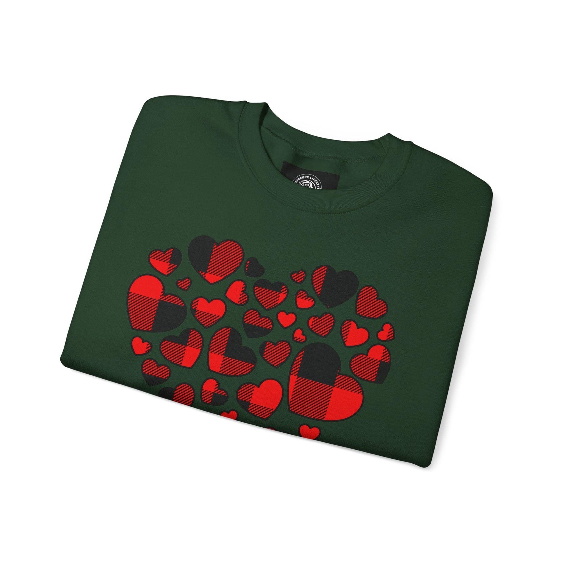 Unisex Red Heart Valentine Crewneck Sweatshirt - COFFEEBRE