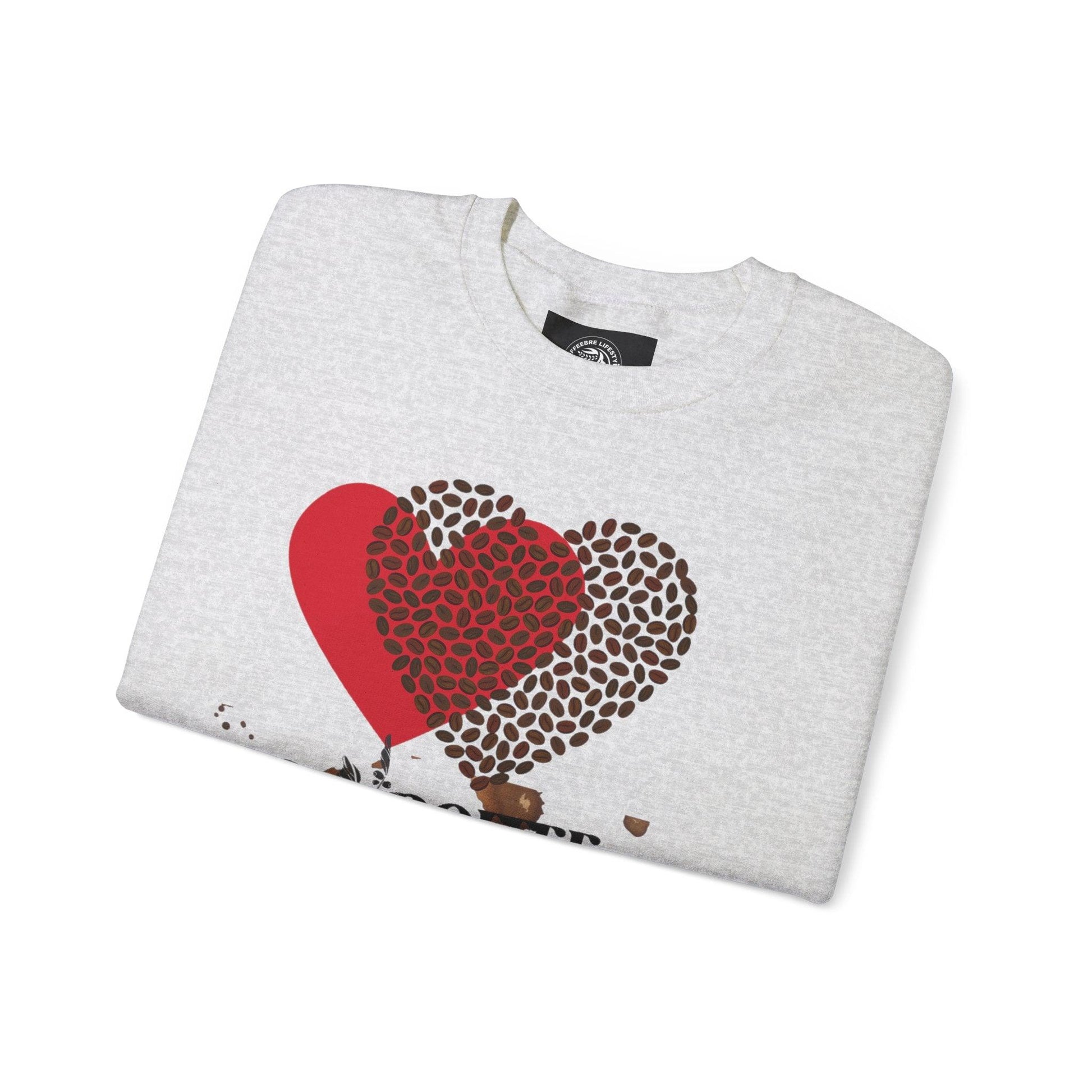 Valentine's Coffee Bean Heart Unisex Crewneck Sweatshirt - COFFEEBRE